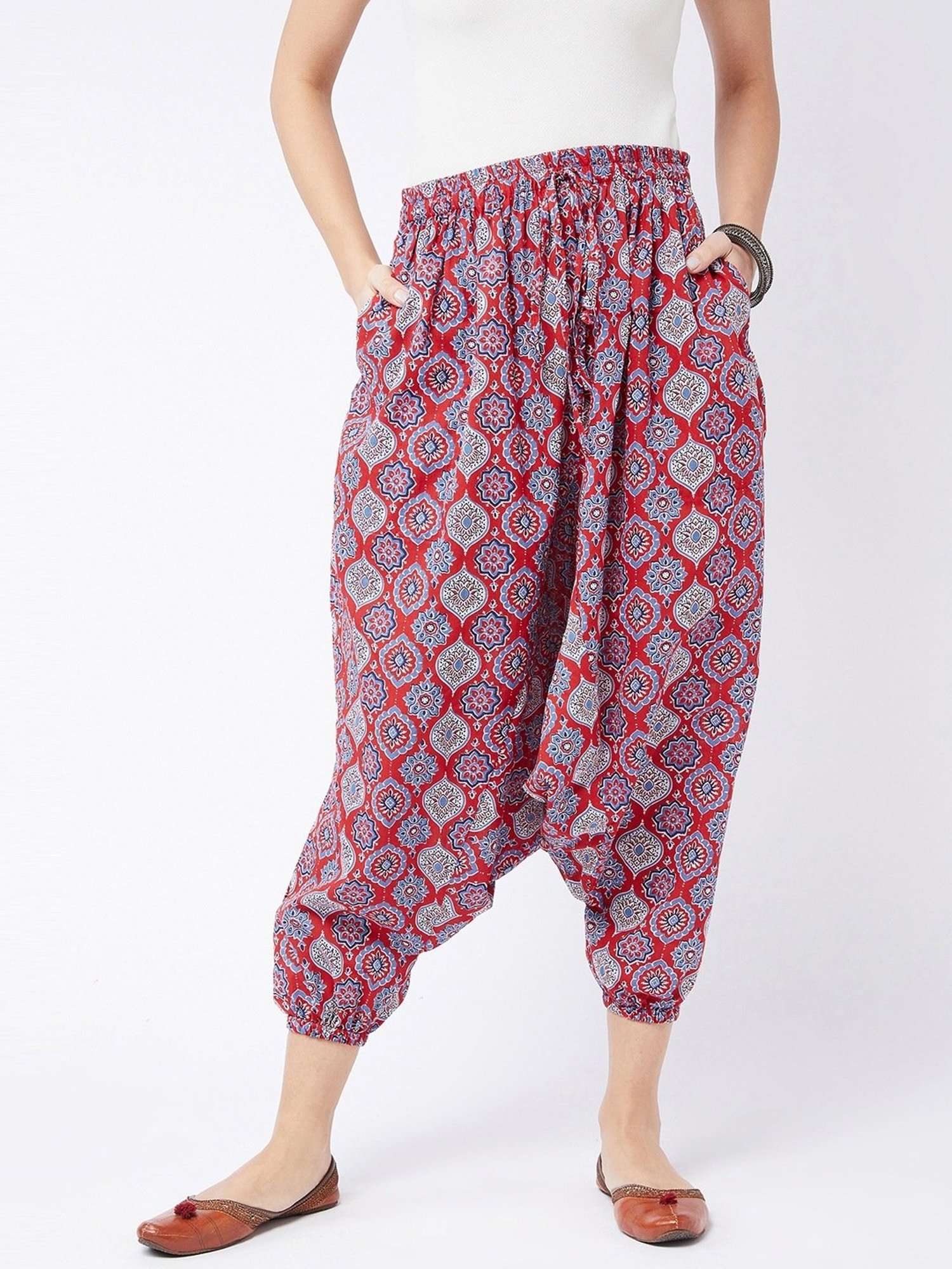 Tribe Azure 100 Cotton Harem Pants Colorful Summer Hippie Yoga Boho Casual  Fashion Women Small  Amazonin Clothing  Accessories