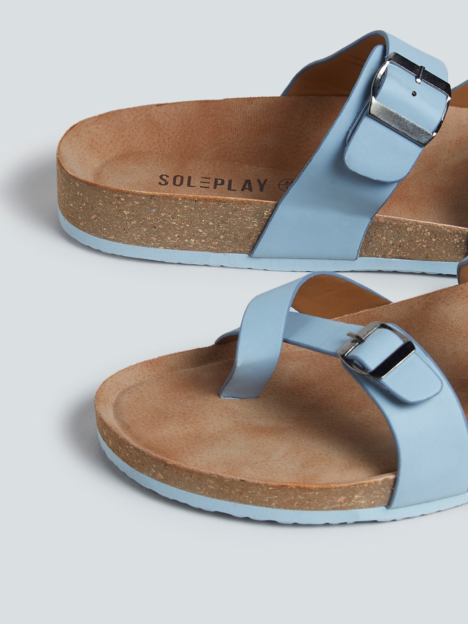 Blue Buckled Berkie Sandals 