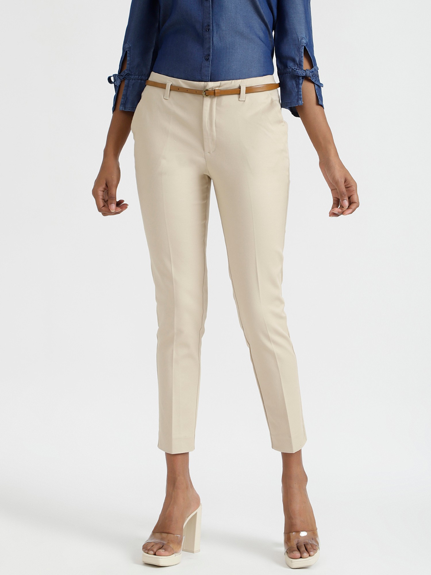 Buy United Colors of Benetton Beige Regular Fit Flat Front Trousers for  Womens Online  Tata CLiQ