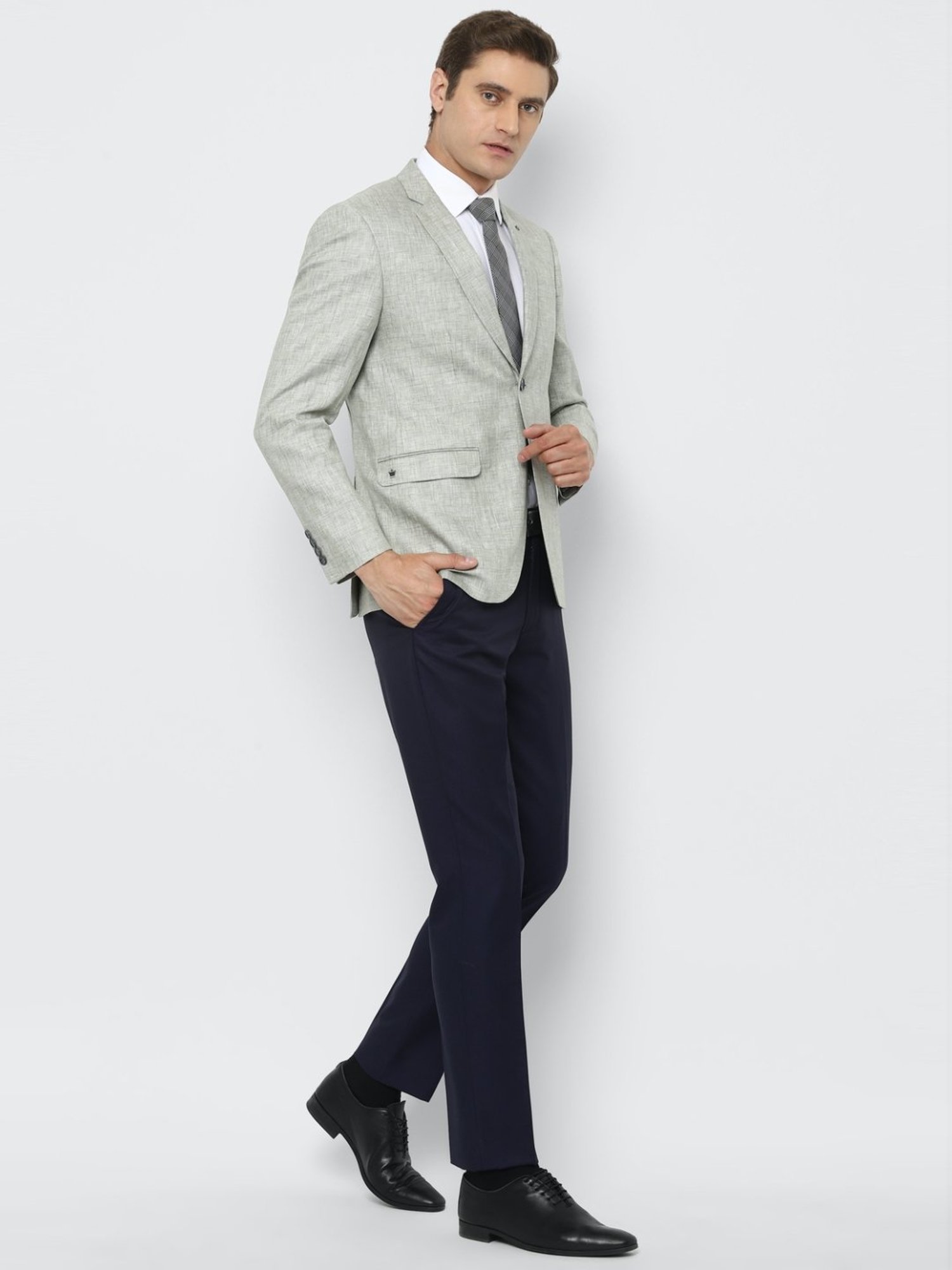 Buy Louis Philippe Grey Slim Fit Notch Lapel Check Blazer for Men's Online  @ Tata CLiQ