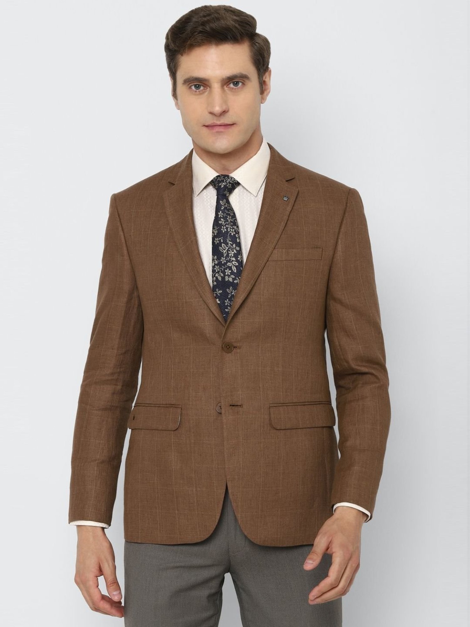 Buy Louis Philippe Grey Linen Slim Fit Striped Blazer for Mens Online @  Tata CLiQ