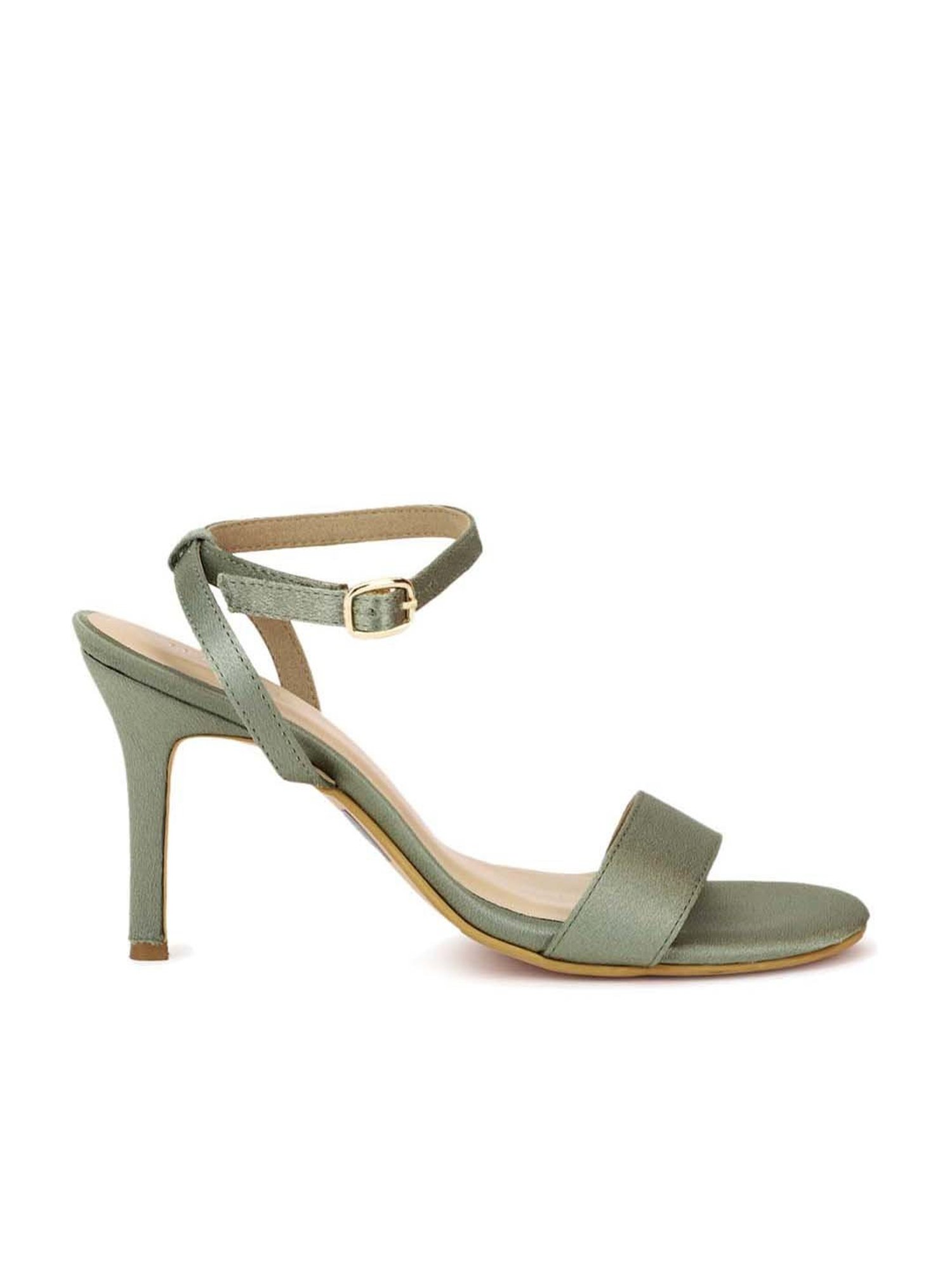 Olive green sandals online heels