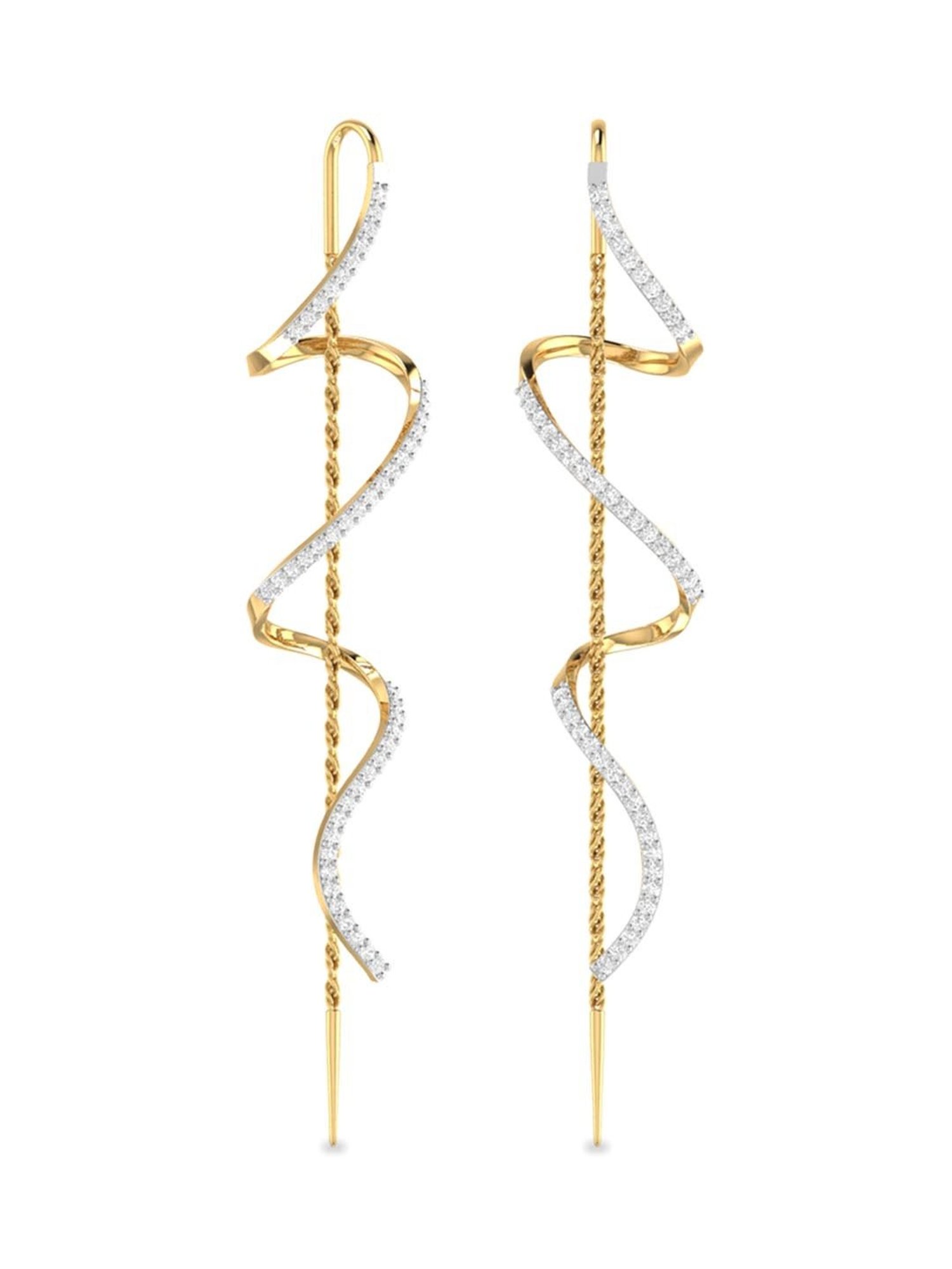 KuberBox Diamond Jewellery  Buy KuberBox Floret Sui Dhaga Earrings 18K  Gold Online  Nykaa Fashion
