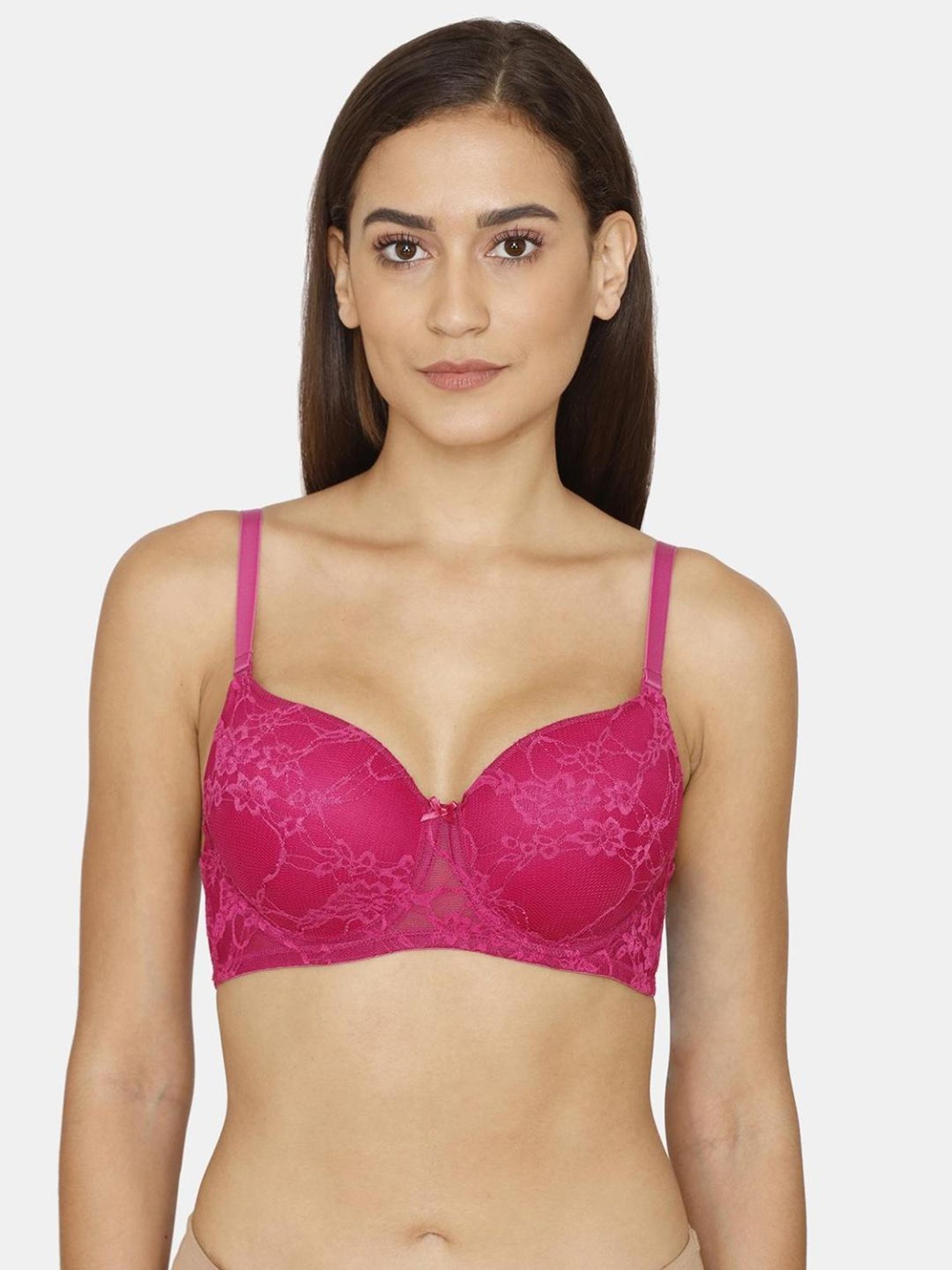 Buy Rosaline by Zivame Pink Lace Padded Bra for Women Online @ Tata CLiQ