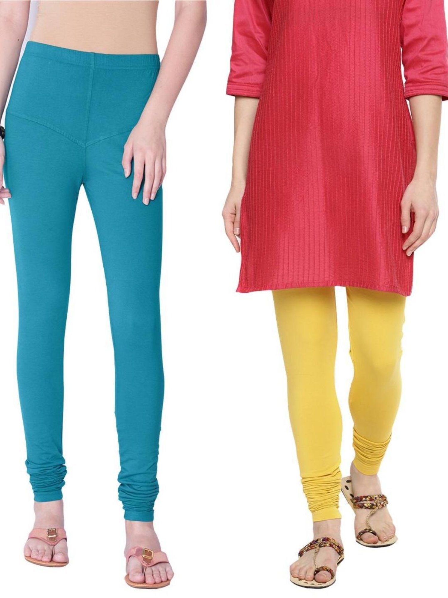 Buy Dollar Women's Missy Cotton Slim Fit Jade and Brick Multicolor Pack of  2 Ankle Length Leggings Online at Best Prices in India - JioMart.
