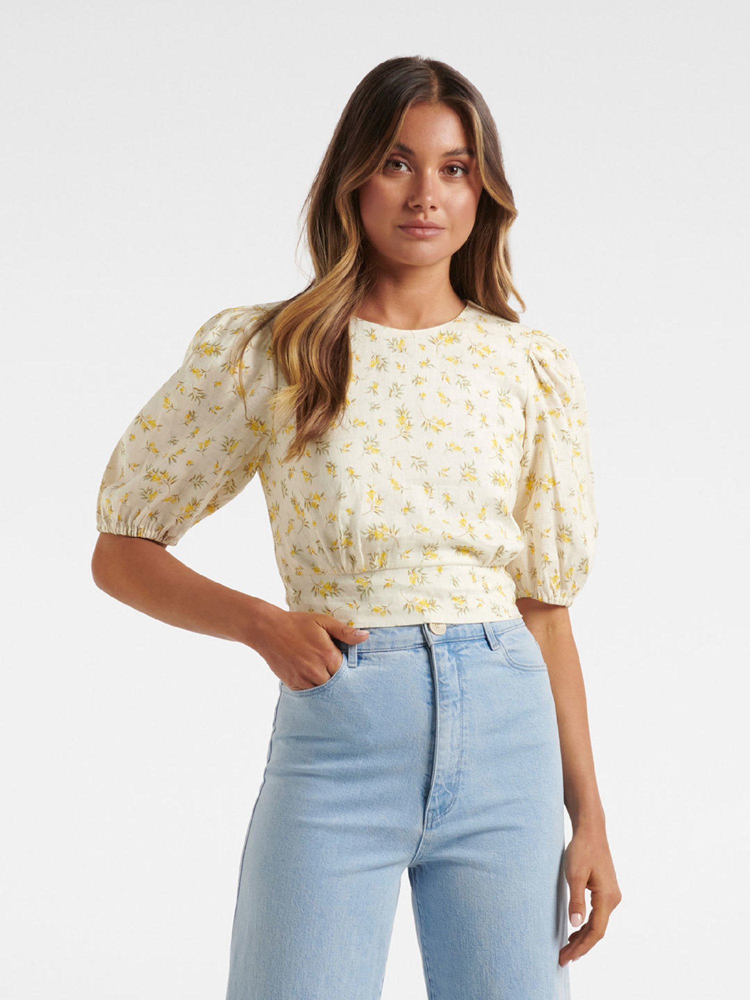 Buy Forever New Porcelain Hillcrest Ditsy Floral Print Crop Top