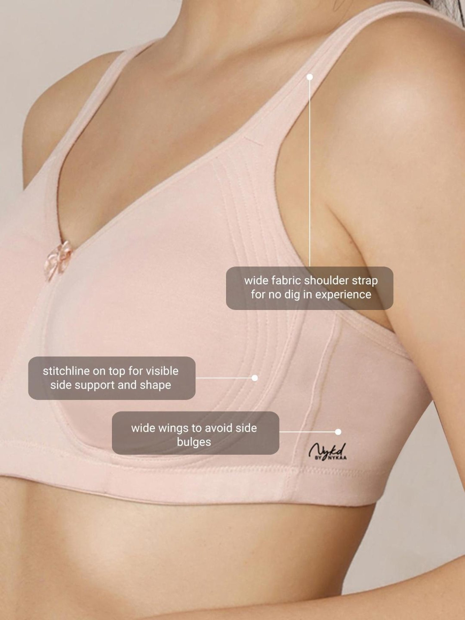 Nykaa Coral Pink Non-Padded Flawless Me Breast Separator bra