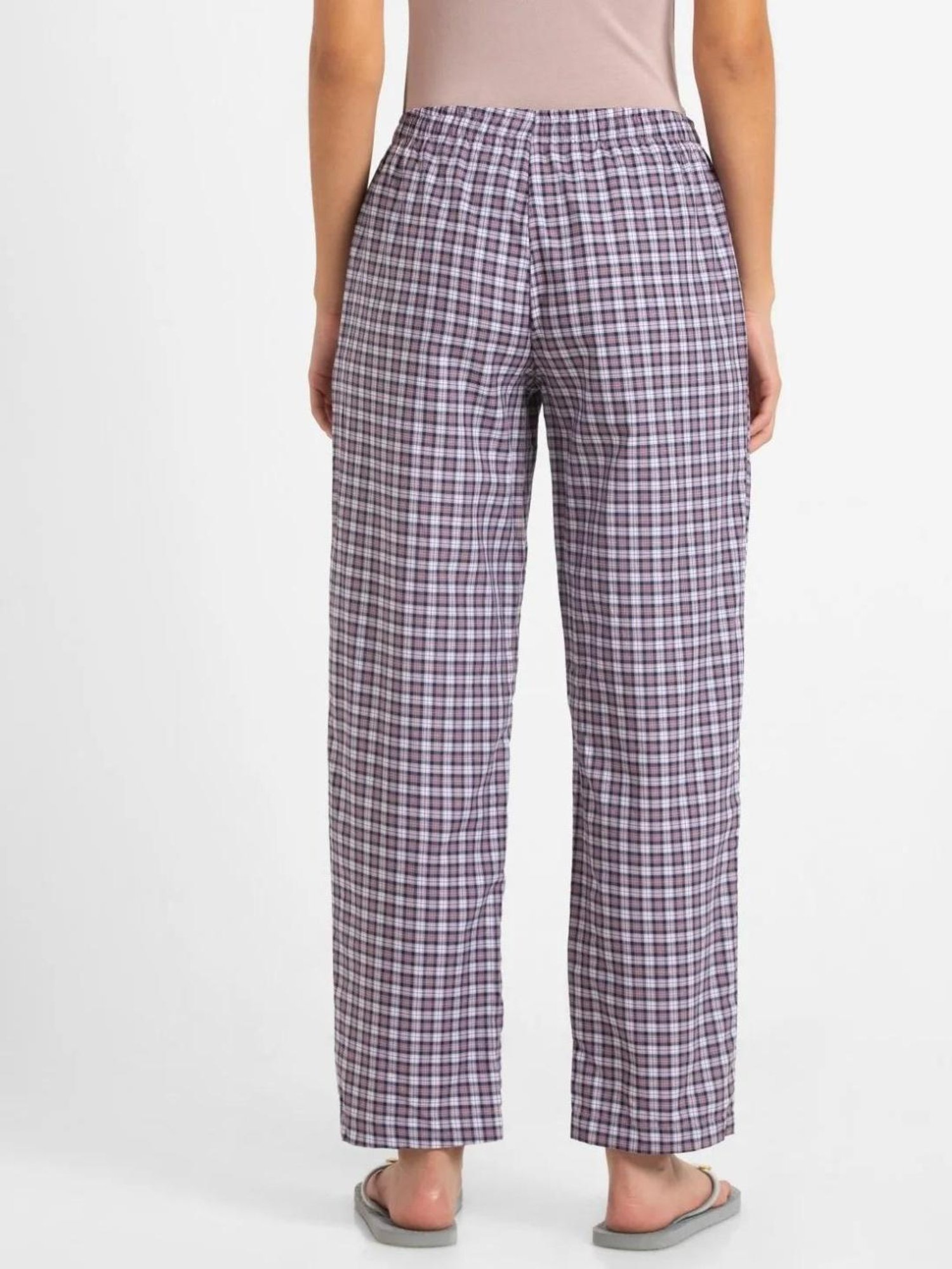 Buy Red Cotton Checks Women Pants with Loose Belt33240