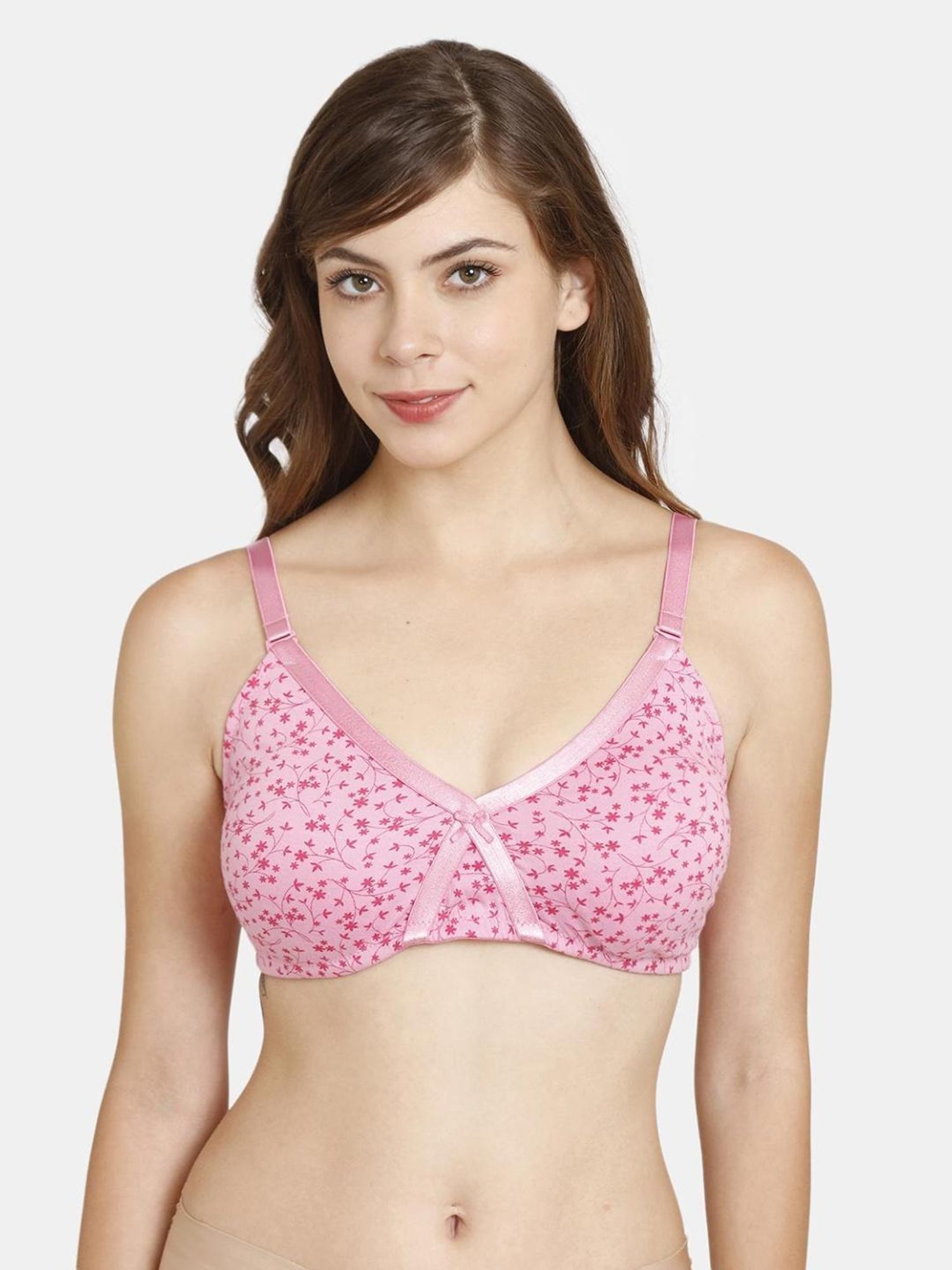 Buy Rosaline by Zivame Pink Floral Print Non-padded Bra for Women Online @  Tata CLiQ