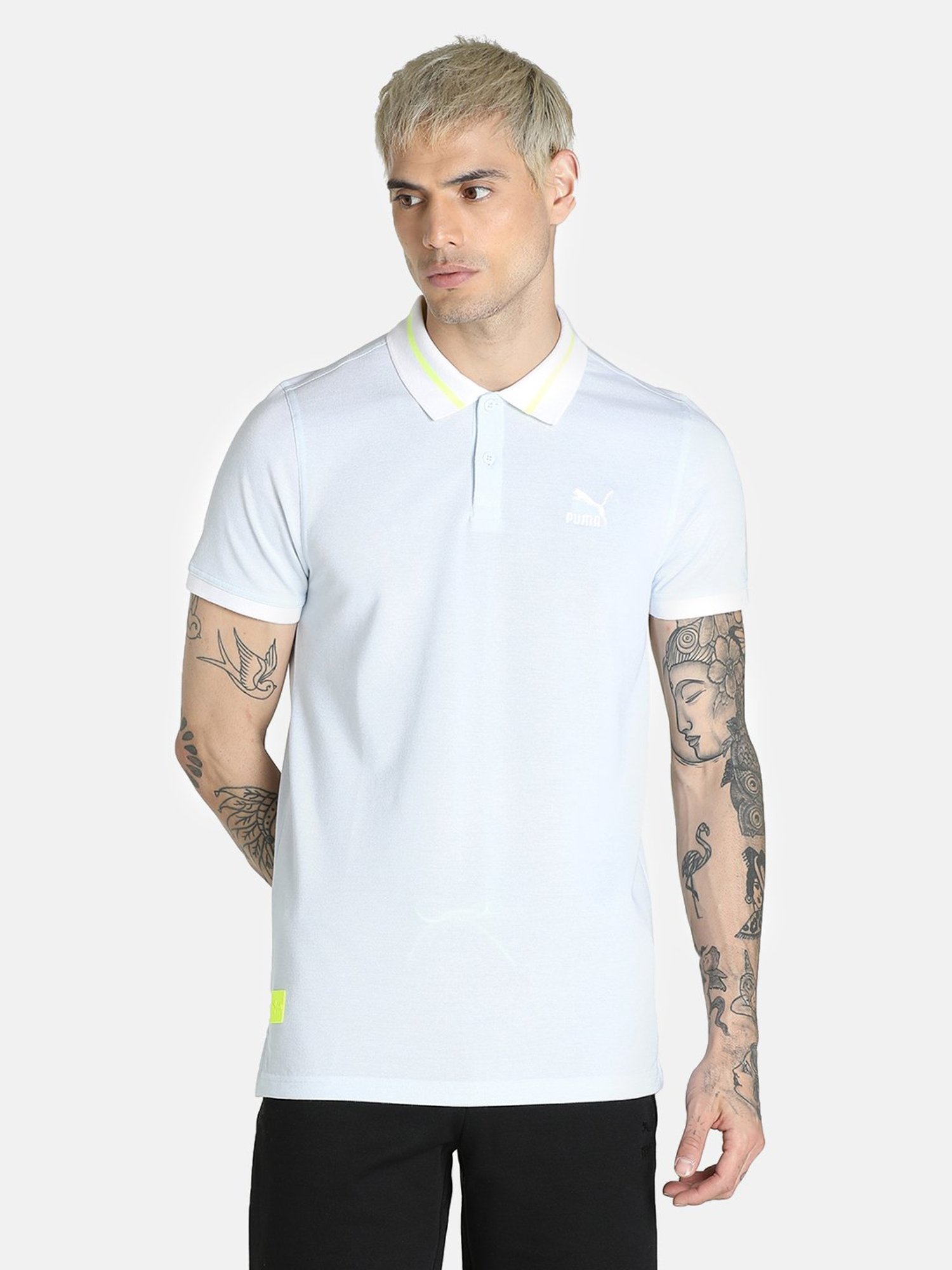 Buy Puma VK Elevated Light Blue Cotton Slim Fit Polo T-Shirt for Mens Online  @ Tata CLiQ