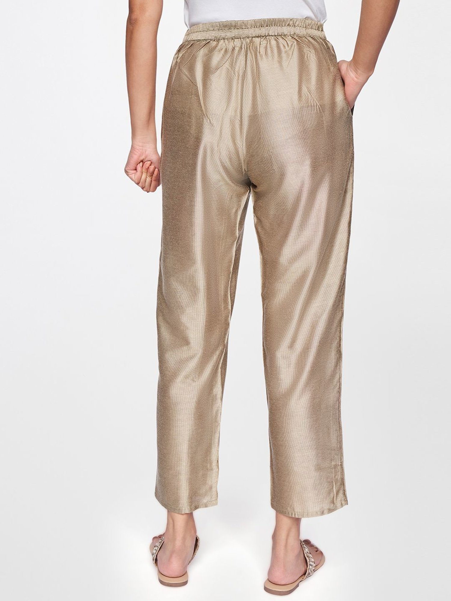 Source Women Party Golden Pants with Waist Bandwidth Loose Pants Lady Club Metallic  Trousers on malibabacom