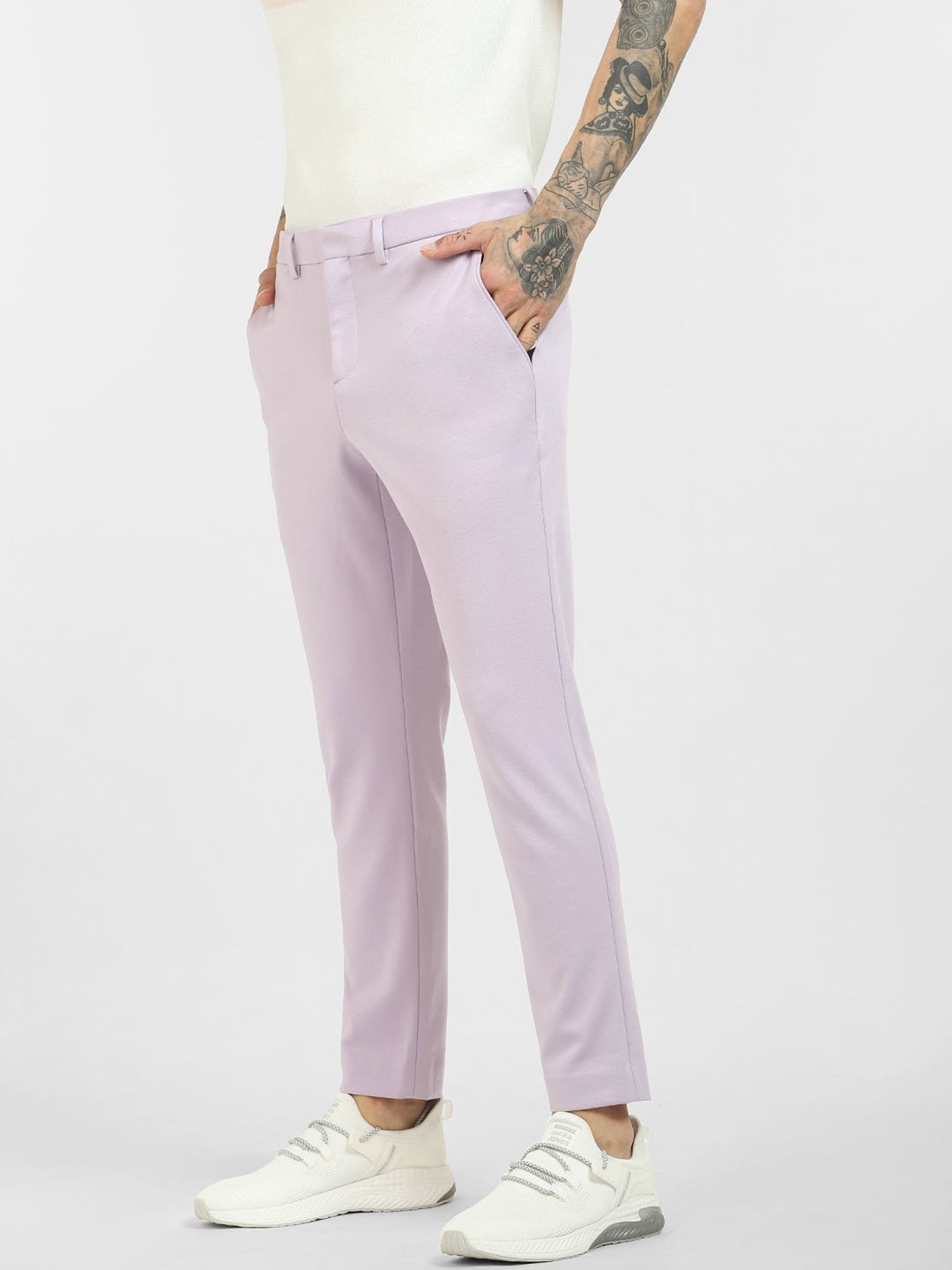 ASOS DESIGN skinny suit trousers in purple houndstooth twill | ASOS