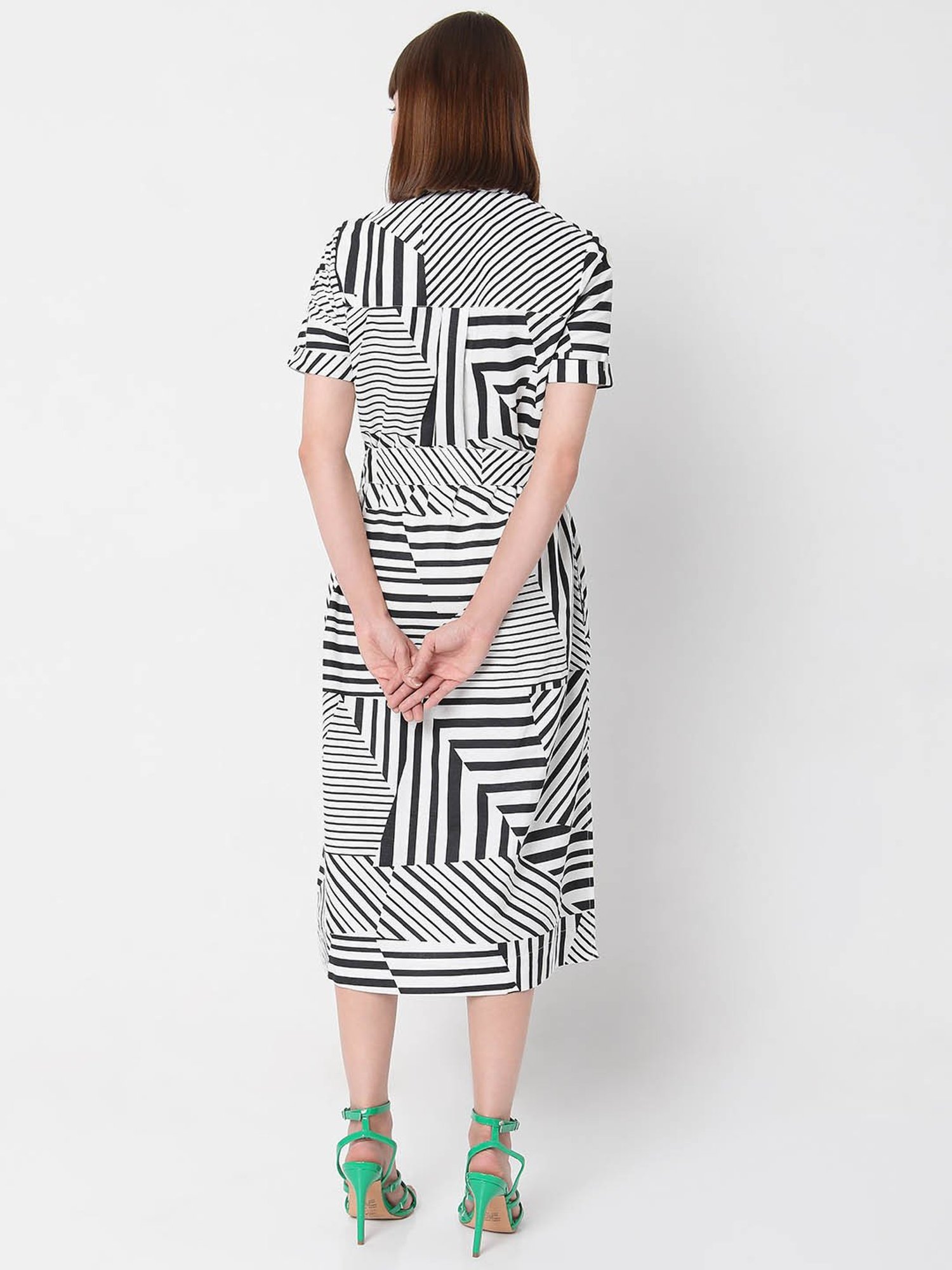 Vanessa Cotton Poplin Striped Midi Dress | Veronica Beard