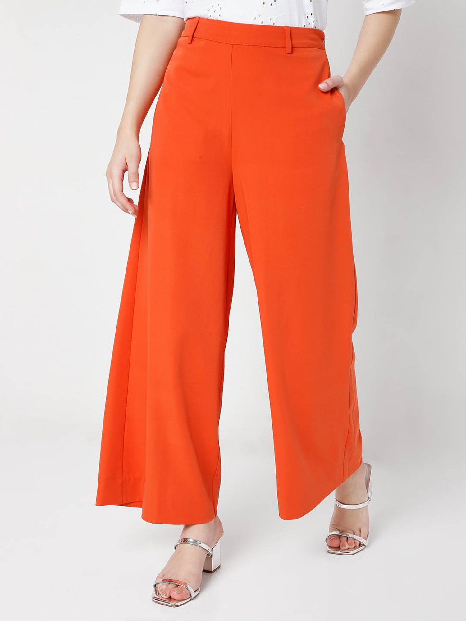 ASOS DESIGN relaxed wide leg flare trousers in orange | ASOS