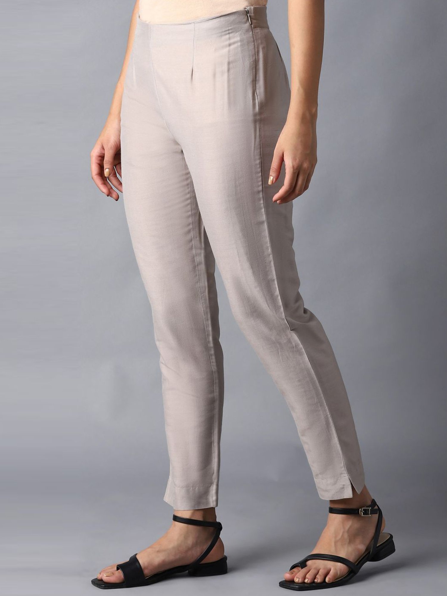 Buy MANGO Women Grey Regular Fit Solid Linen Trousers - Trousers for Women  4610713 | Myntra