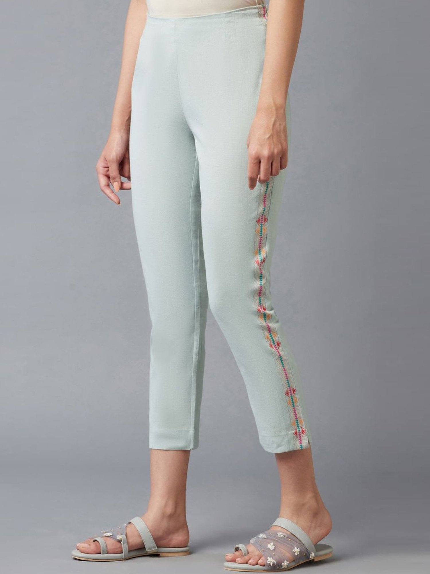 Buy W Blue Embroidered Pants for Women Online @ Tata CLiQ