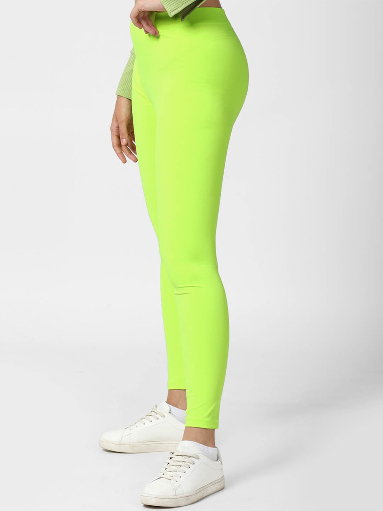 Self Reflection Reflective High Waisted Leggings in Grey & Neon Lime | Oh  Polly