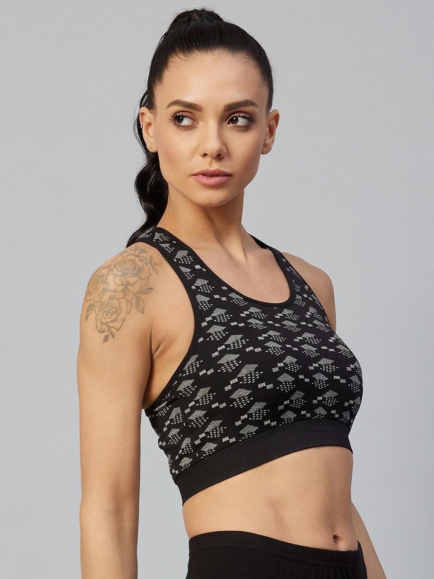 Buy C9 Airwear Black Self Print Sports Bra for Women Online @ Tata