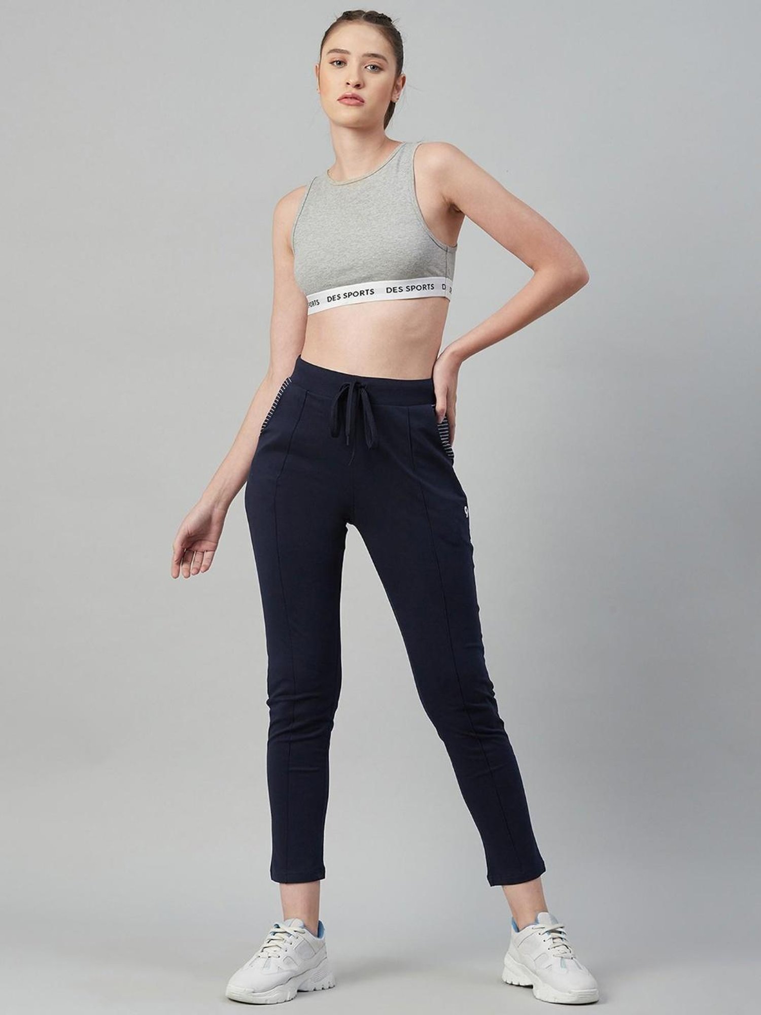 Buy C9 Airwear Navy Solid Slim Fit Yoga/Gymwear Track Pants For Women Online