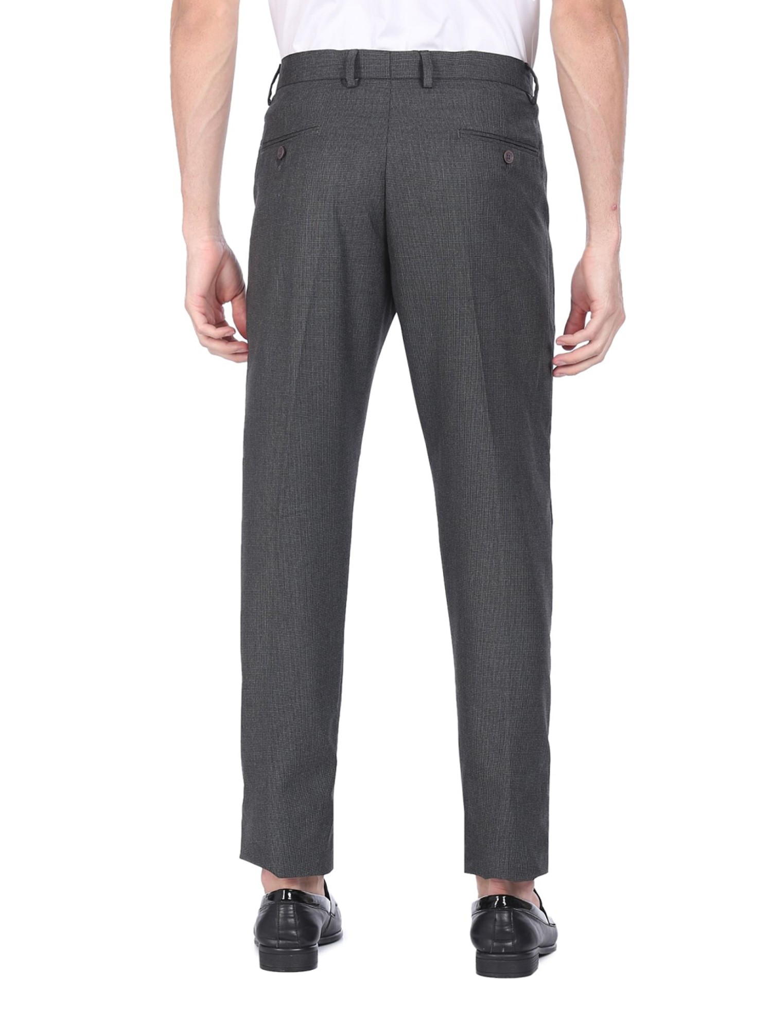 Buy Excalibur Dark Grey Regular Fit Checks Flat Front Trousers for Mens  Online @ Tata CLiQ