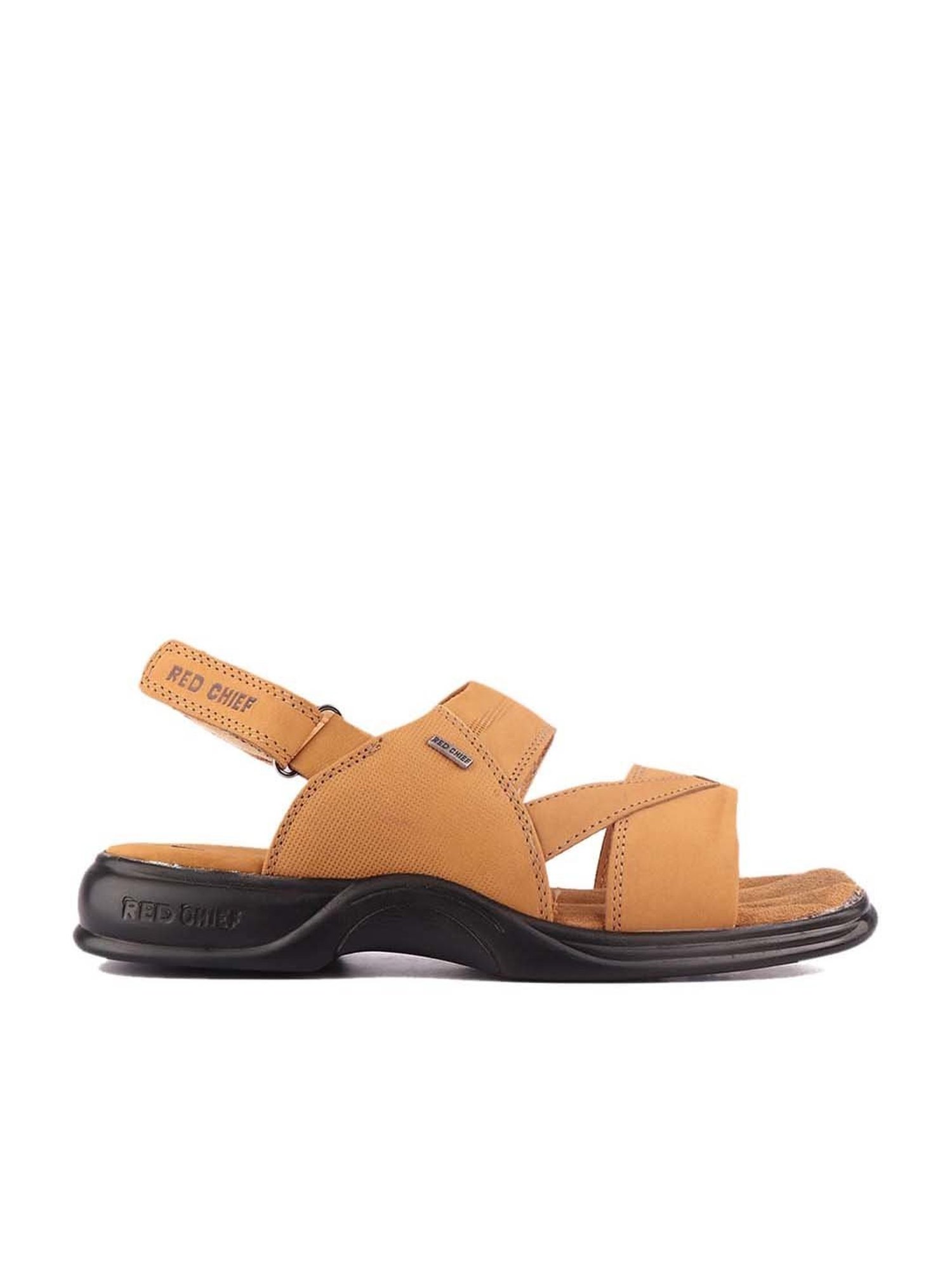 Buy online Tan Leather Slip On Sandals from Sandals and Floaters for Men by Red  Chief for ₹1549 at 50% off | 2024 Limeroad.com