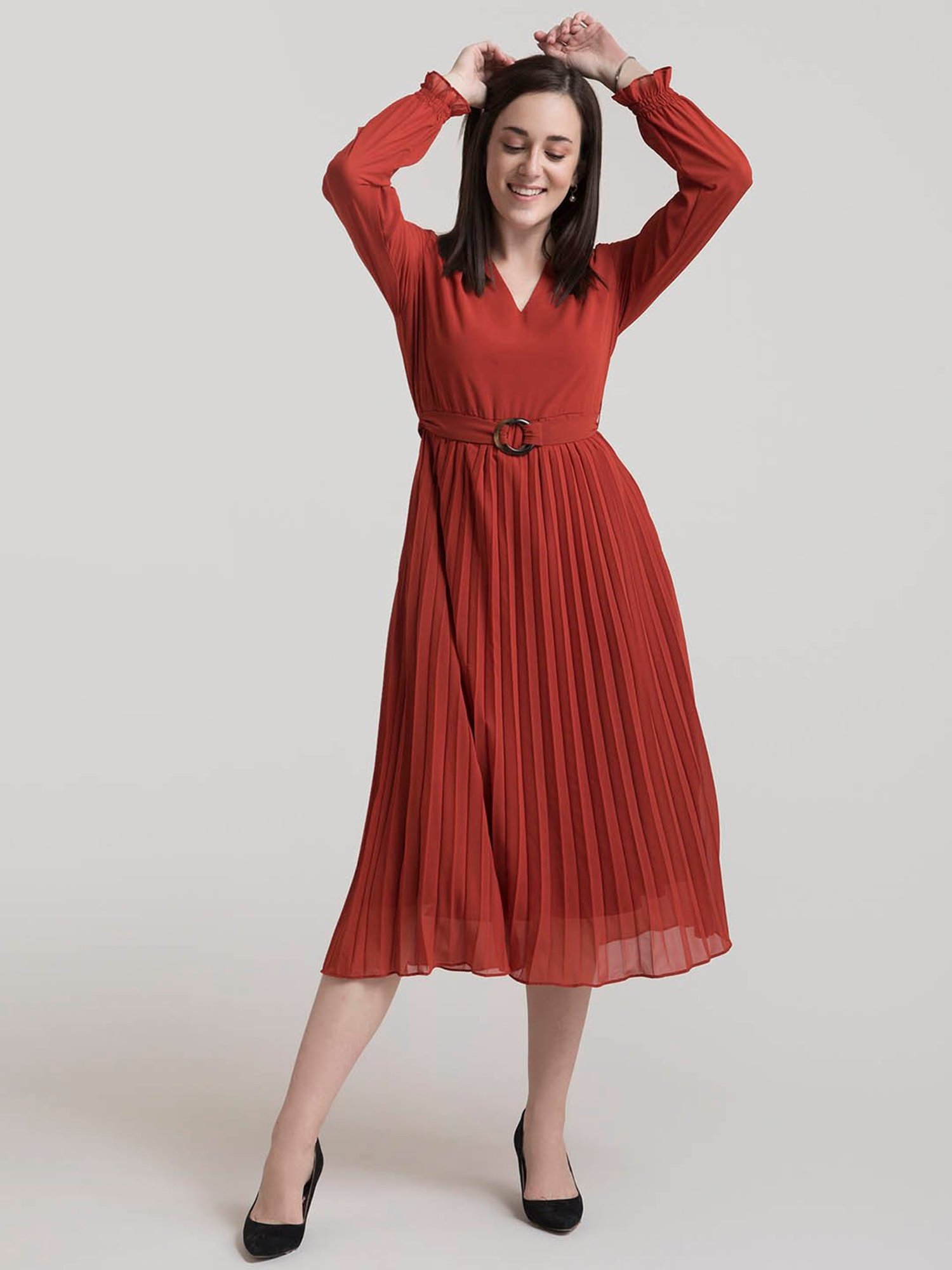 Buy Fablestreet Rust Regular Fit Flared Dress for Women Online @ Tata CLiQ