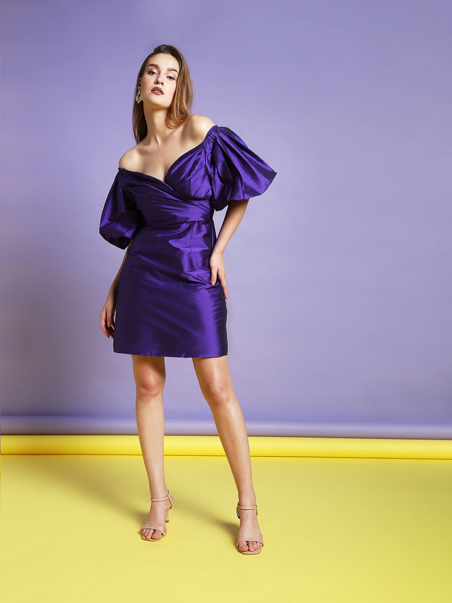 Buy Vero Purple Fit Blouson Dress for Women Tata CLiQ