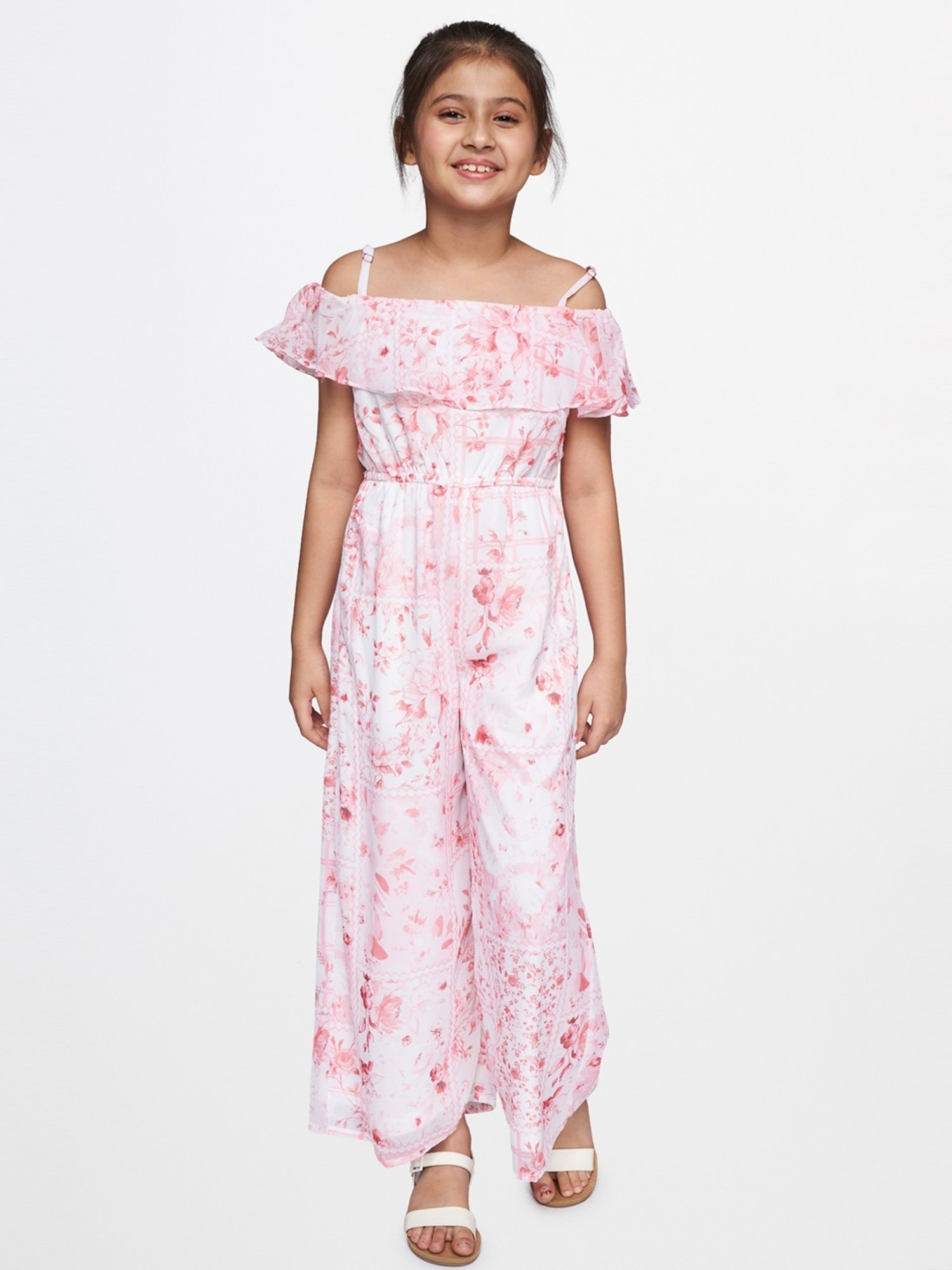 Naughty Ninos Girls Pink Floral Printed Calf Length Jumpsuit  (NN00953DRS_3-4 Years) : Amazon.in: Clothing & Accessories