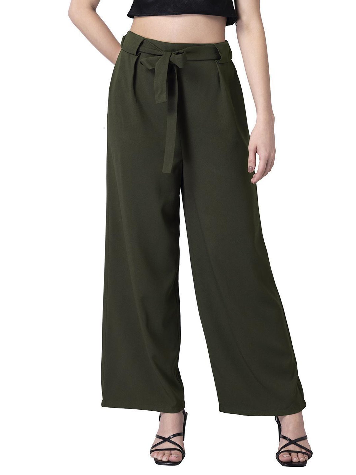 Sage Green Faux Suede Belted Wide Leg Trousers  Wide leg trouser Suede  belt Wide leg pants