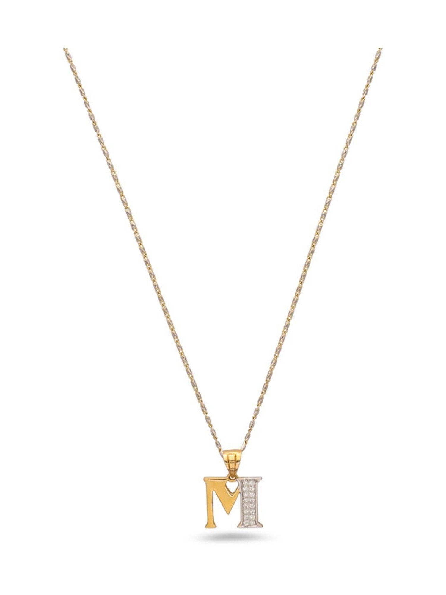 Buy CKC 18k Gold & Diamond Alphabet M Pendant with Chain for Women
