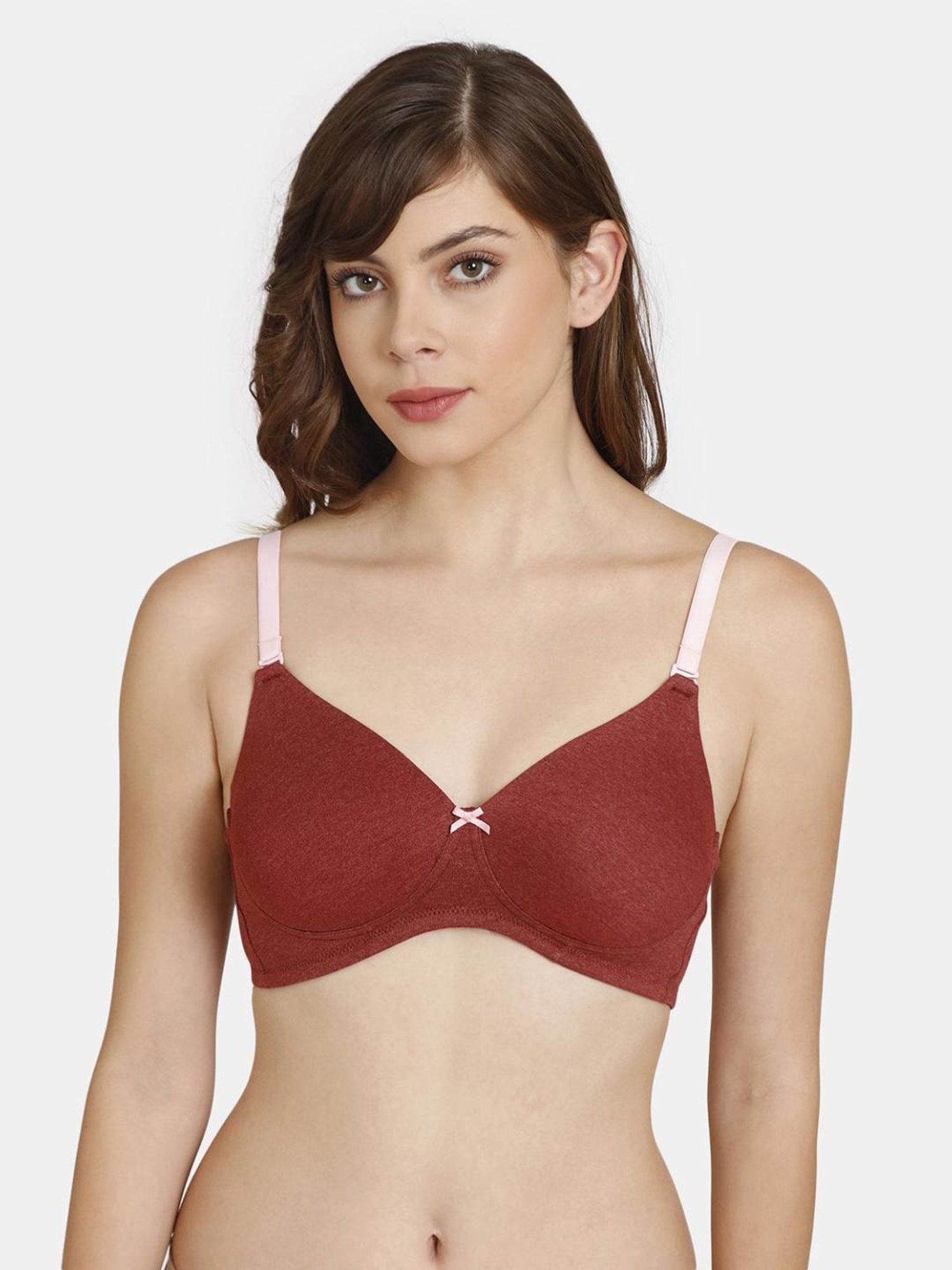 Zivame All That Lace Padded Wired Low Coverage Bra-Burgundy