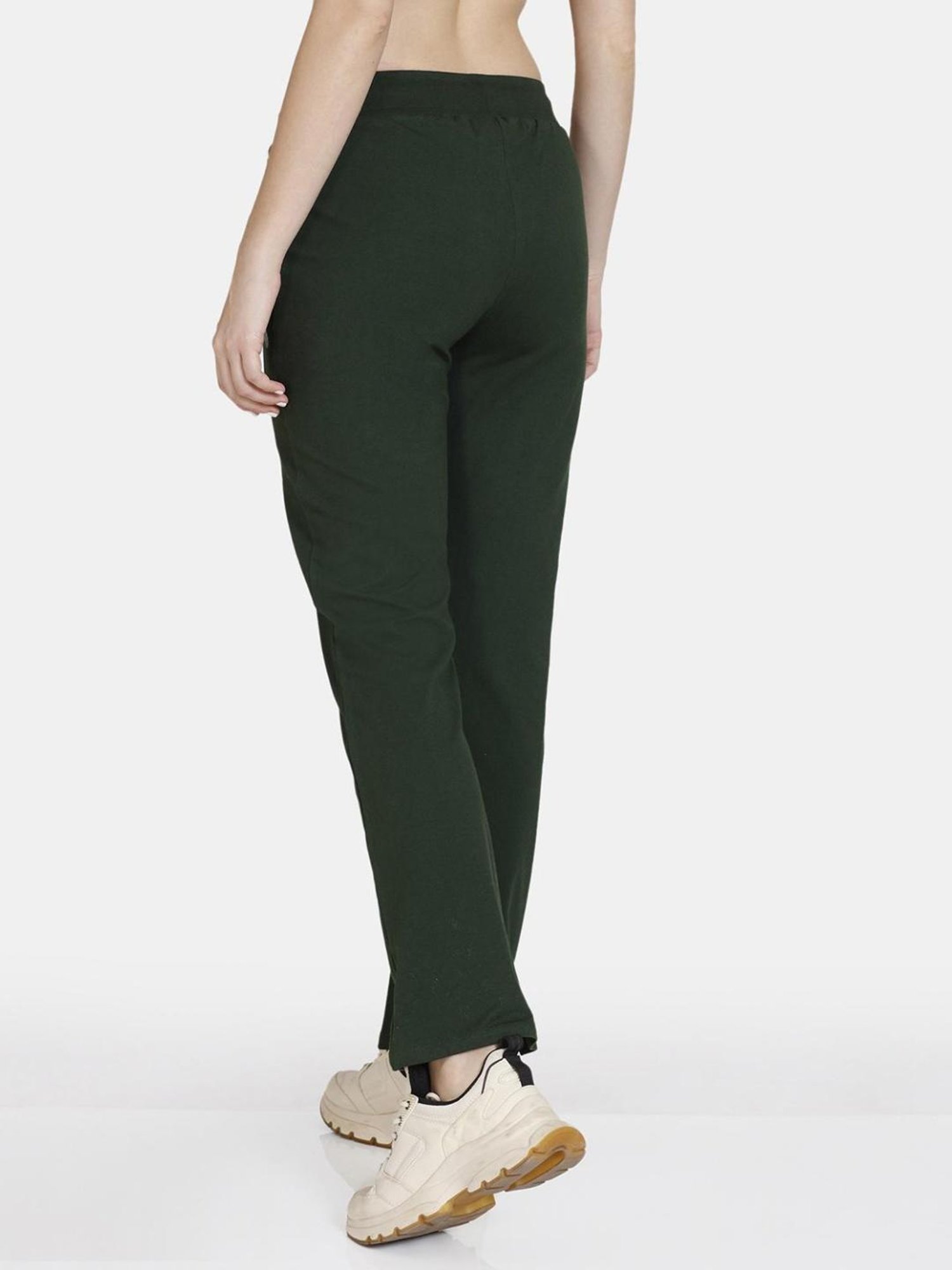 Buy Zelocity by Zivame Dark Green Printed Track Pants for Women