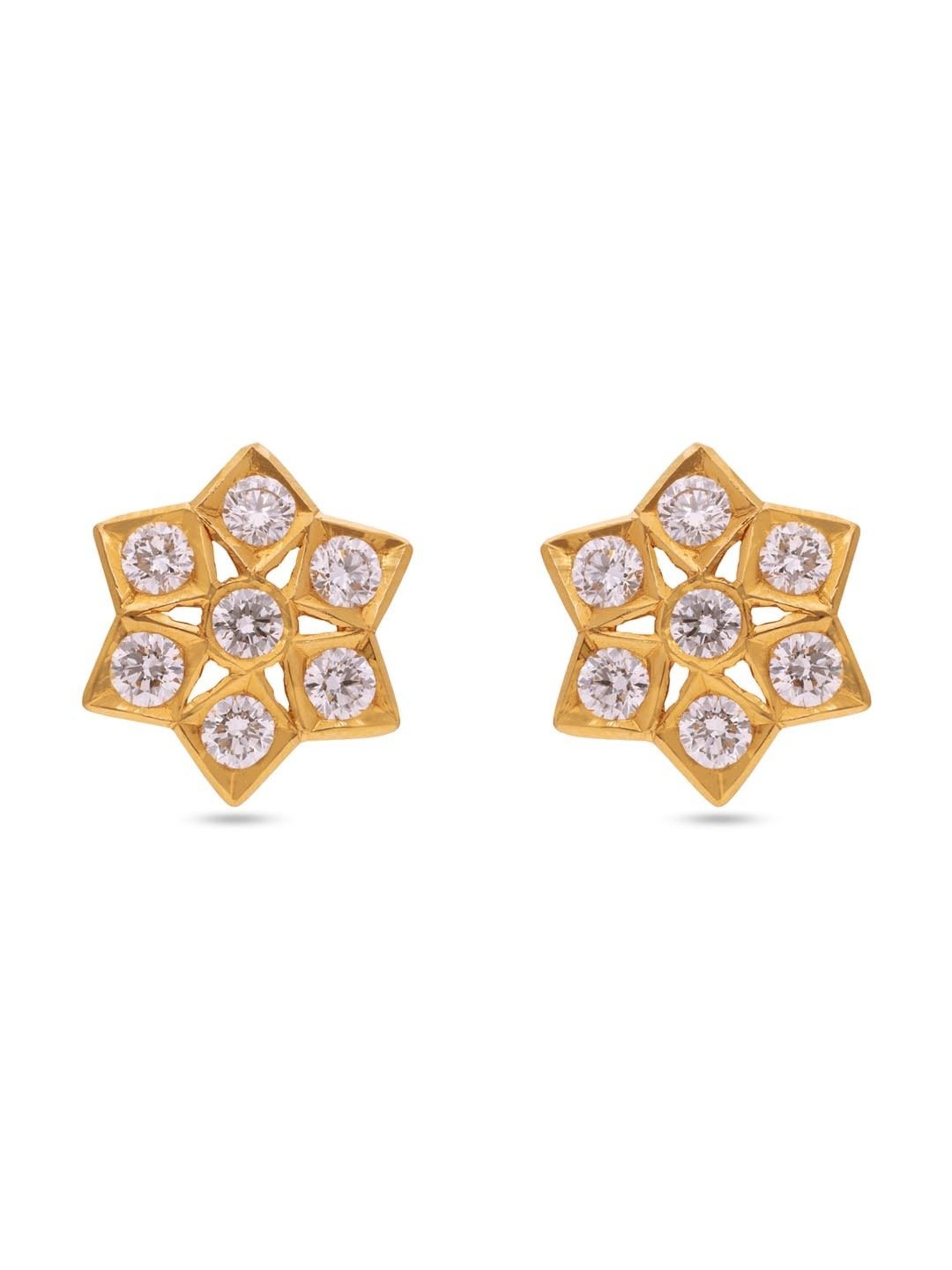 Manufacturer of 916 gold fancy diamond earring  Jewelxy  177747