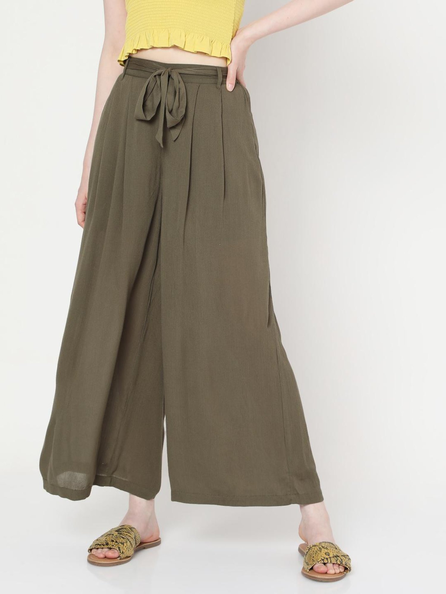 Buy Vero Moda Olive Slim Fit Trousers for Women Online @ Tata CLiQ