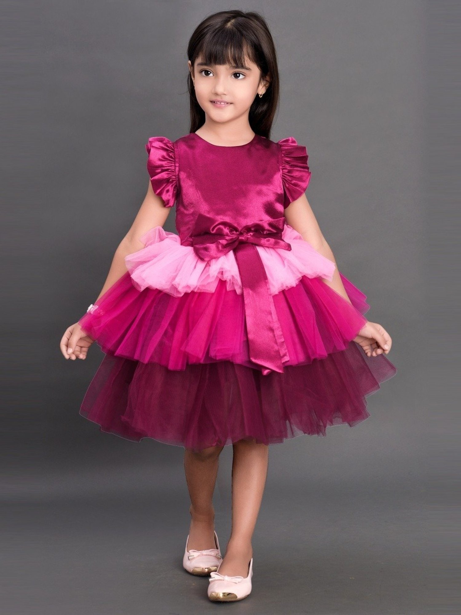 Buy Pink Chick Kids Red & White Solid Full Sleeves Gown for Girls Clothing  Online @ Tata CLiQ