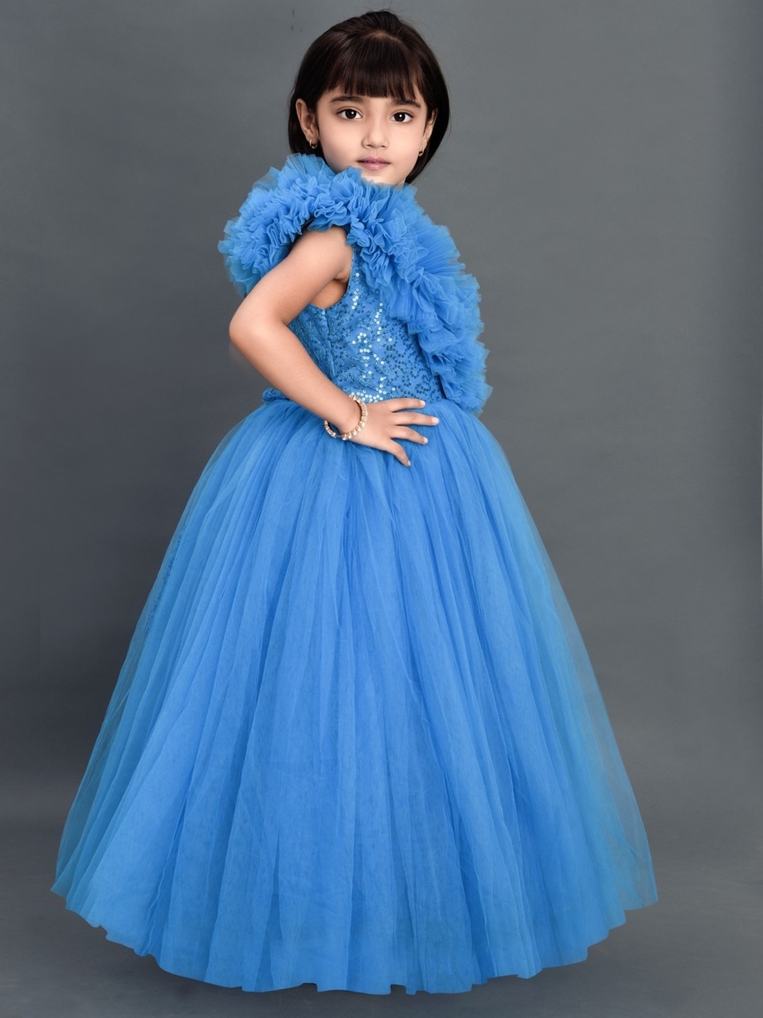 2023 Princess Dusty Blue Childrens Dress Floor Length Plffy Tulle Ball Gown  For Weddings, Pageants, Proms, Birthdays & Special Occasions From  Weddingpromgirl, $91.96 | DHgate.Com