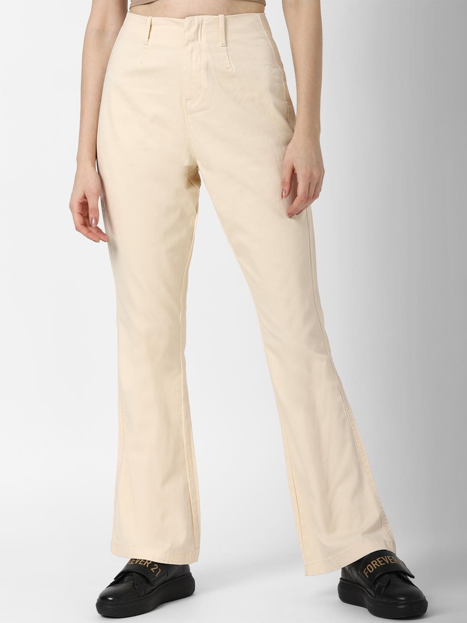 Buy SELVIA Black Regular Fit Mid Rise Bootcut Trousers for Women Online   Tata CLiQ