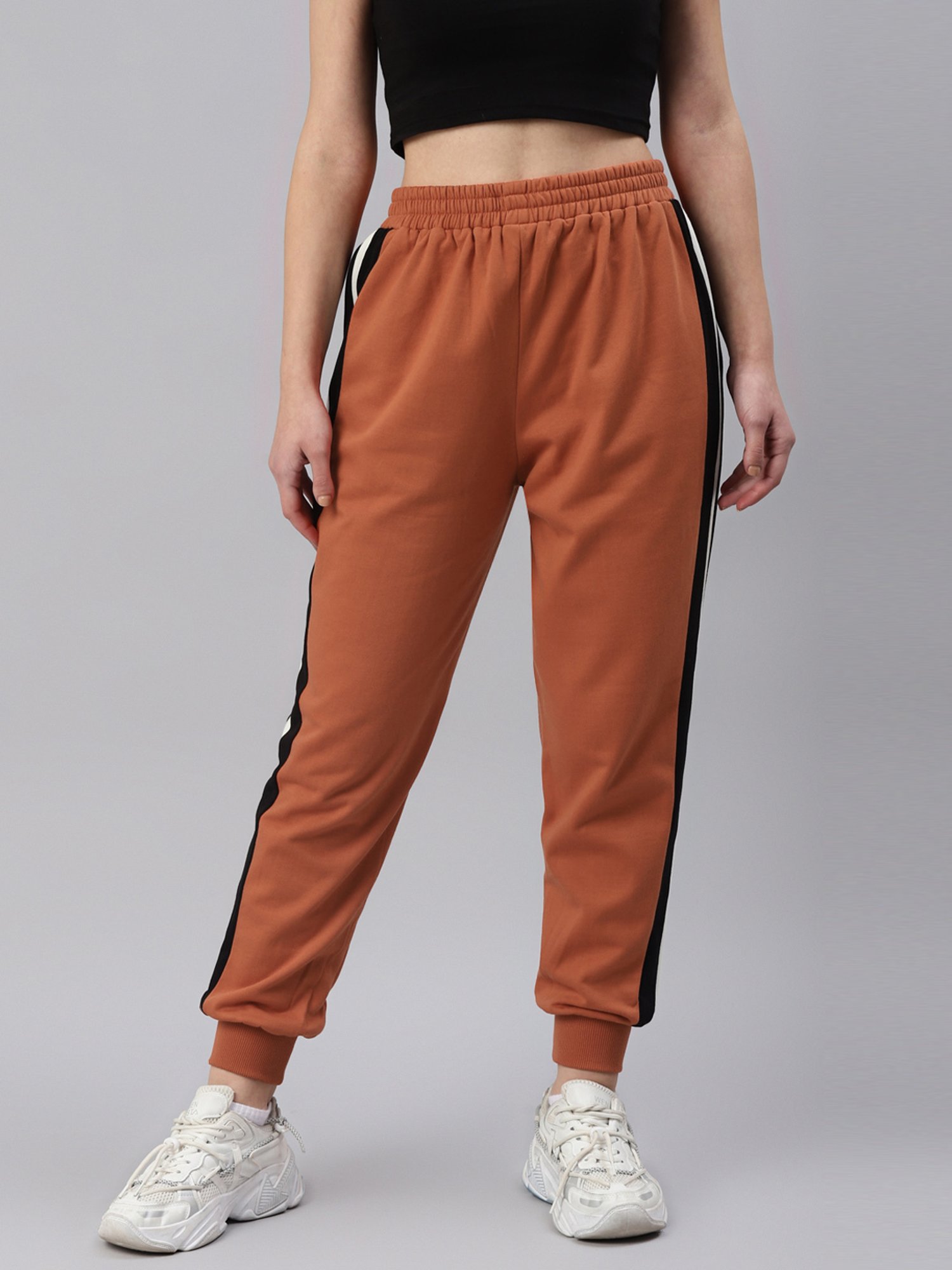 Slim Fit Printed Track Pants  Orange  Benetton