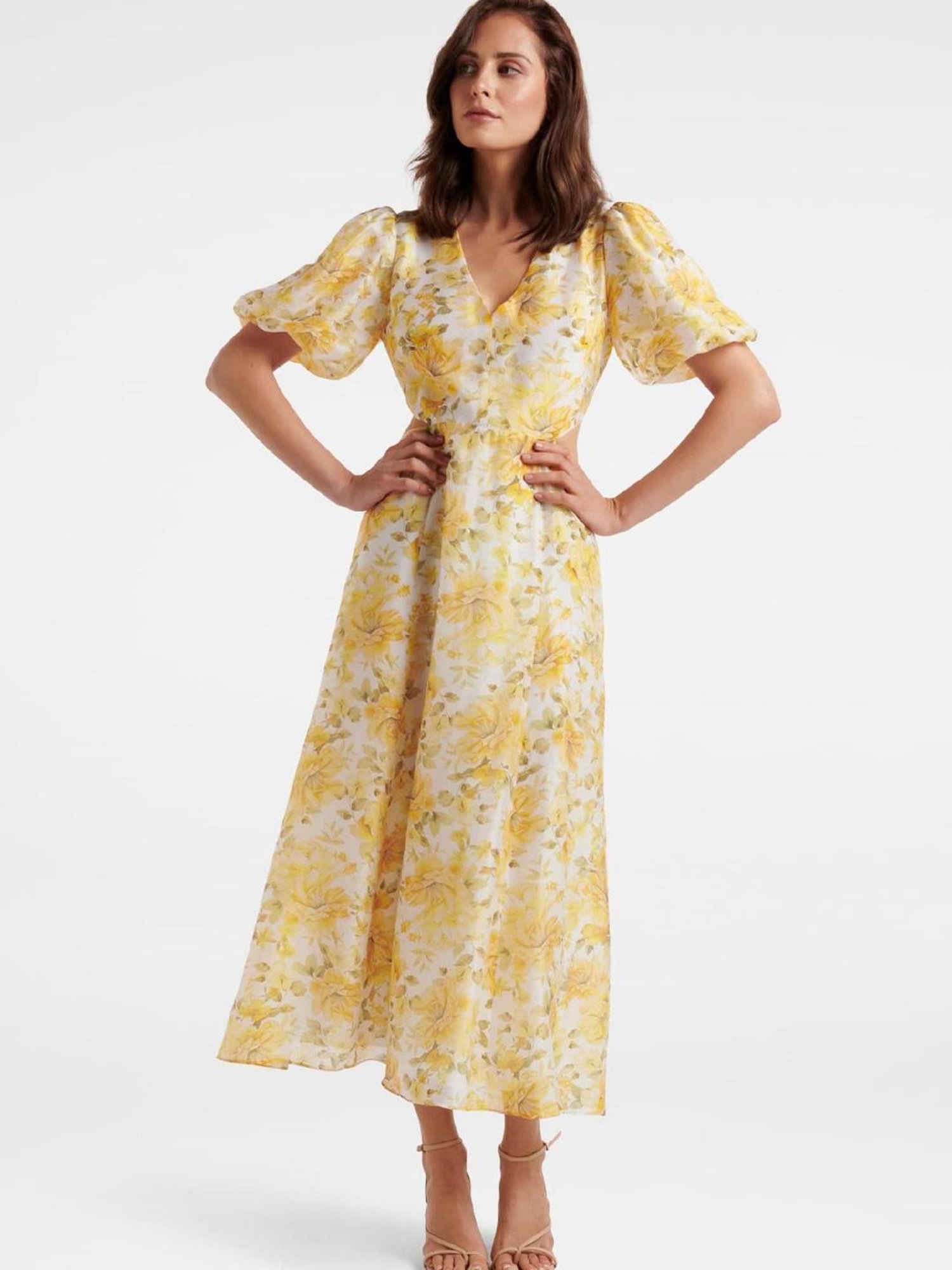 Forever new yellow floral cheap dress