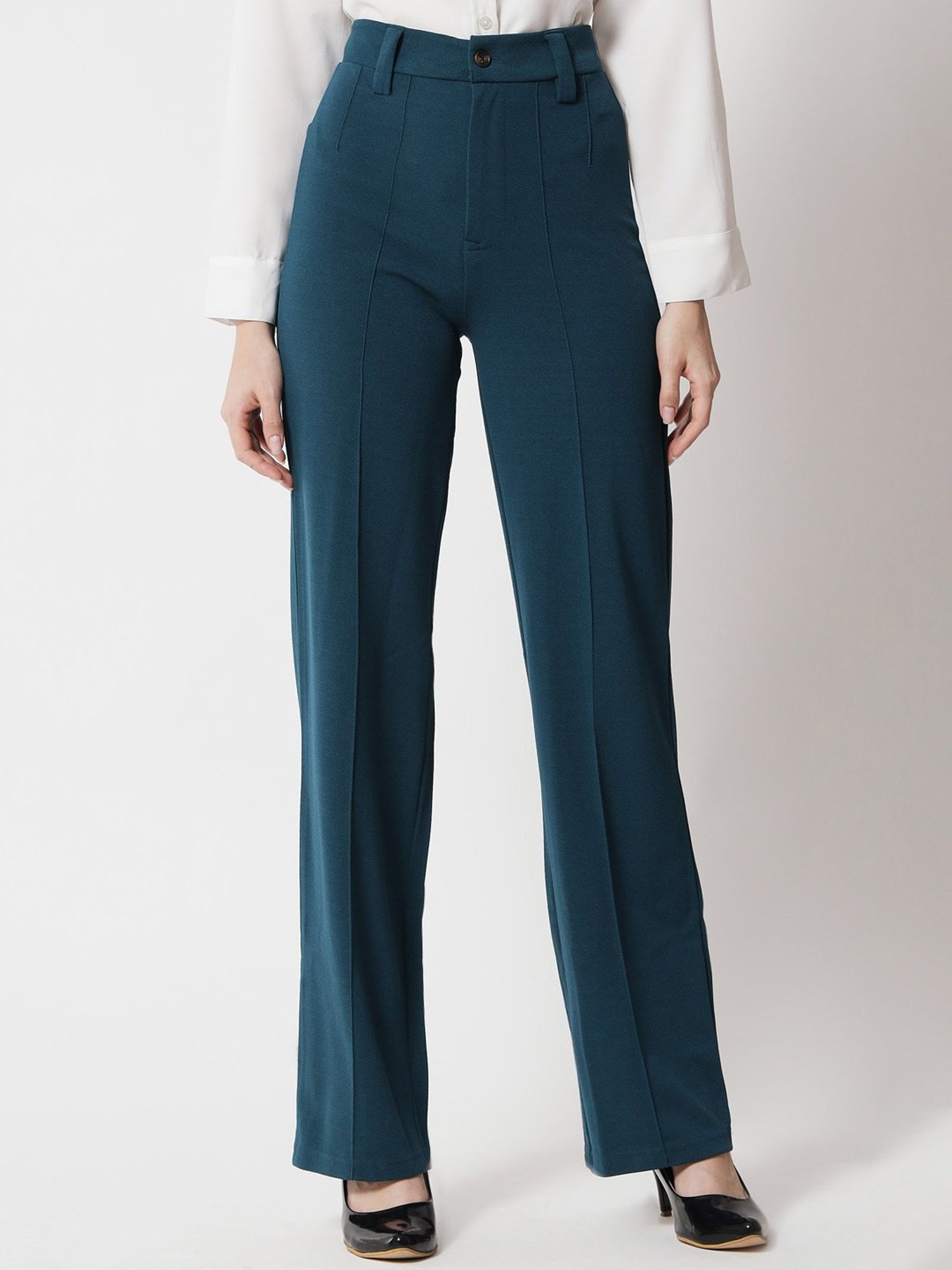 High waisted trousers with wide leg for women at NA-KD | NA-KD