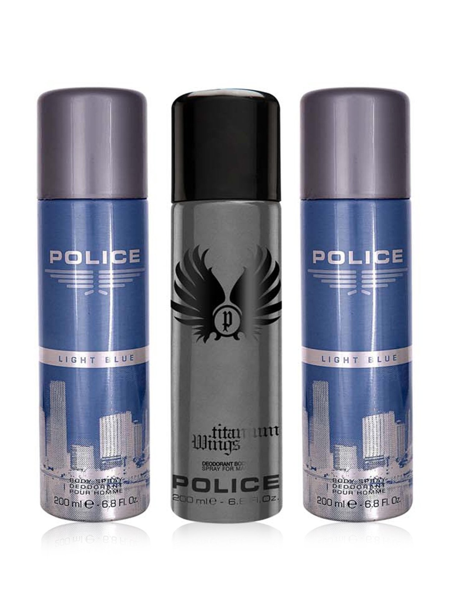 Buy Police Light Blue Wings Titanium Light Blue Deo Combo Set