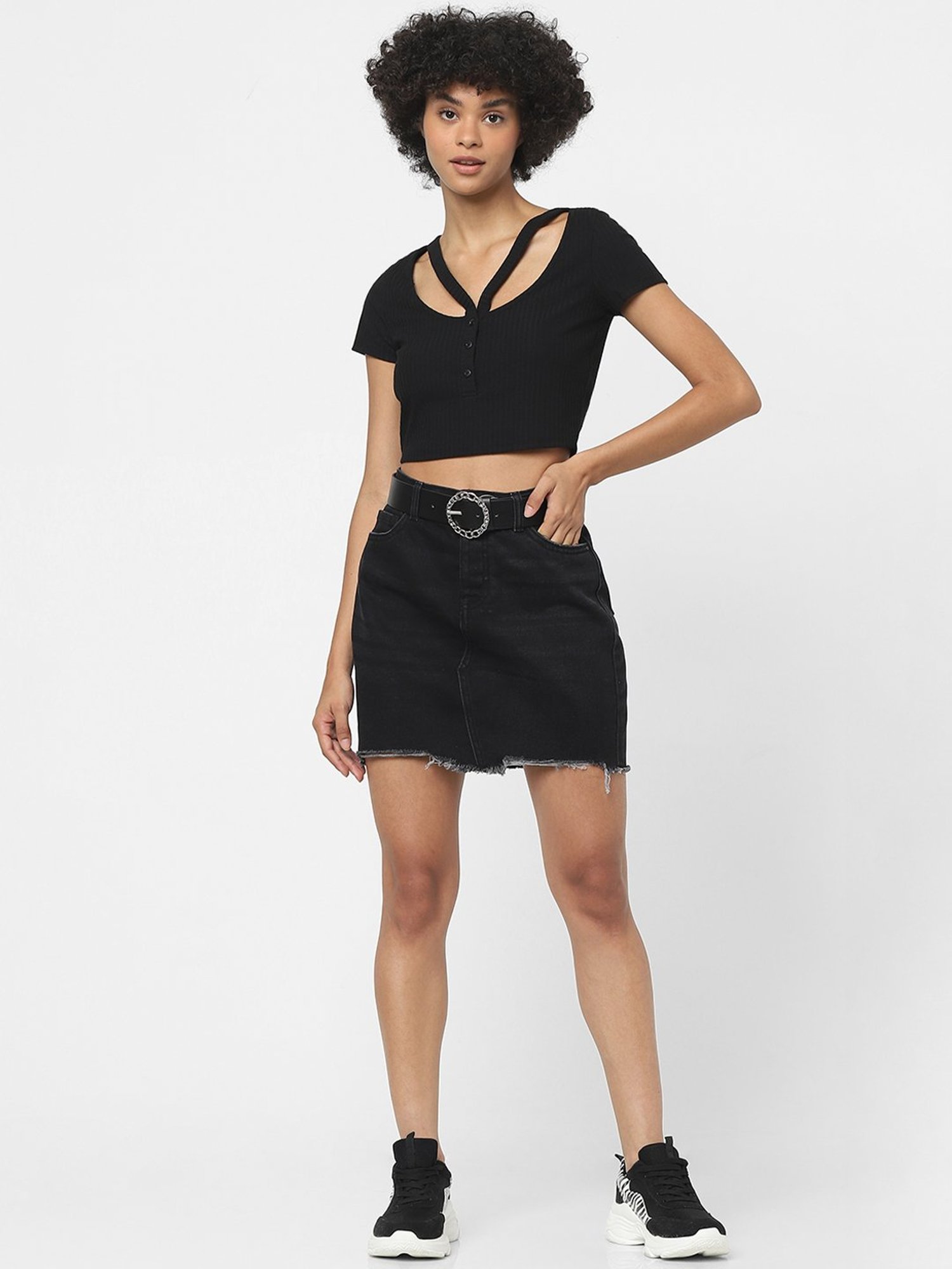 Buy Black Wash Raw Hem Denim Skirt 16 | Skirts | Tu