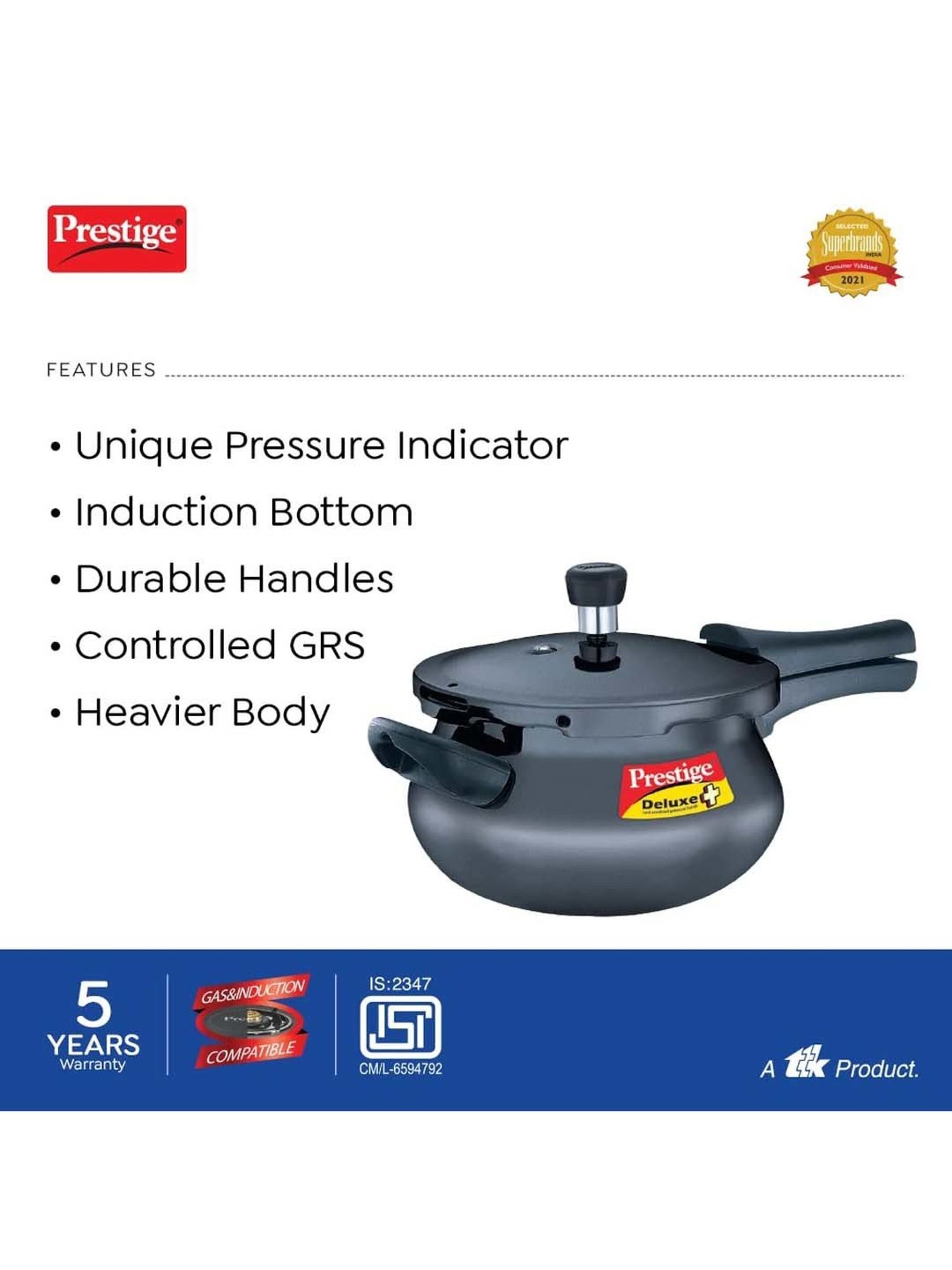 Buy Prestige Black 26 cm Gas Compatible Junior Handi Pressure Cooker 5 L at Best Price Tata CLiQ