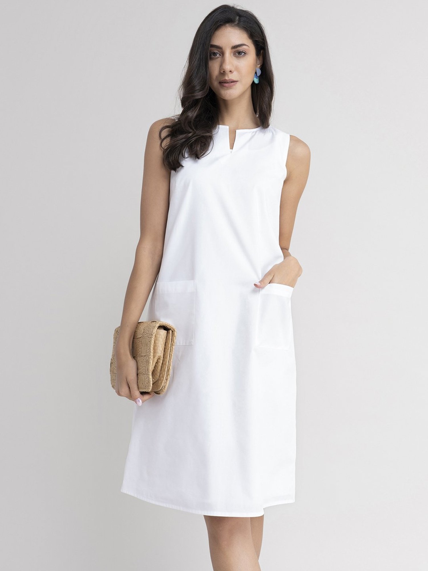 White cotton tiered dress with lace detailing by House Of Moxa | The Secret  Label