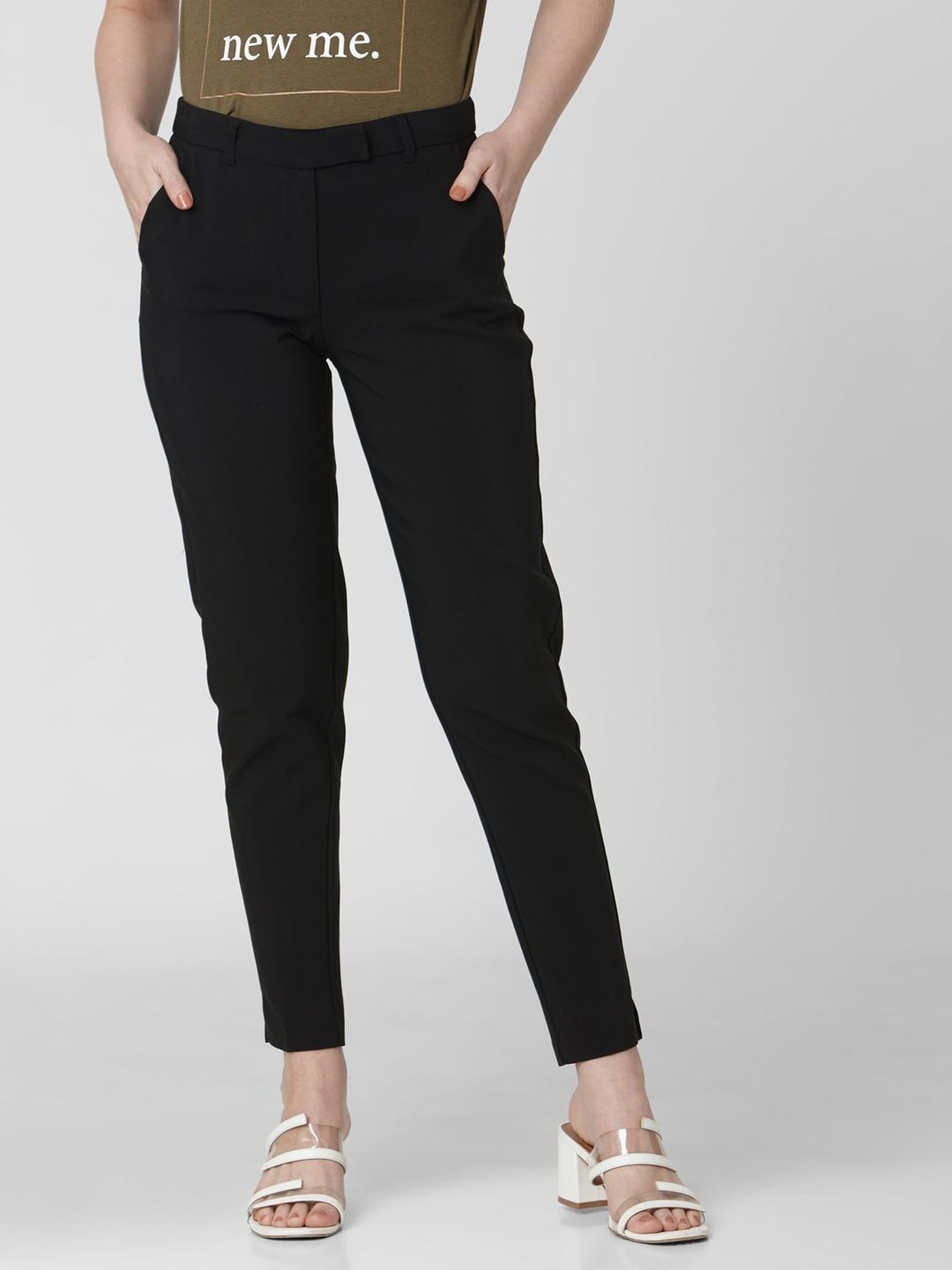 Buy Vero Moda Black Slim Fit Trousers for Women Online  Tata CLiQ