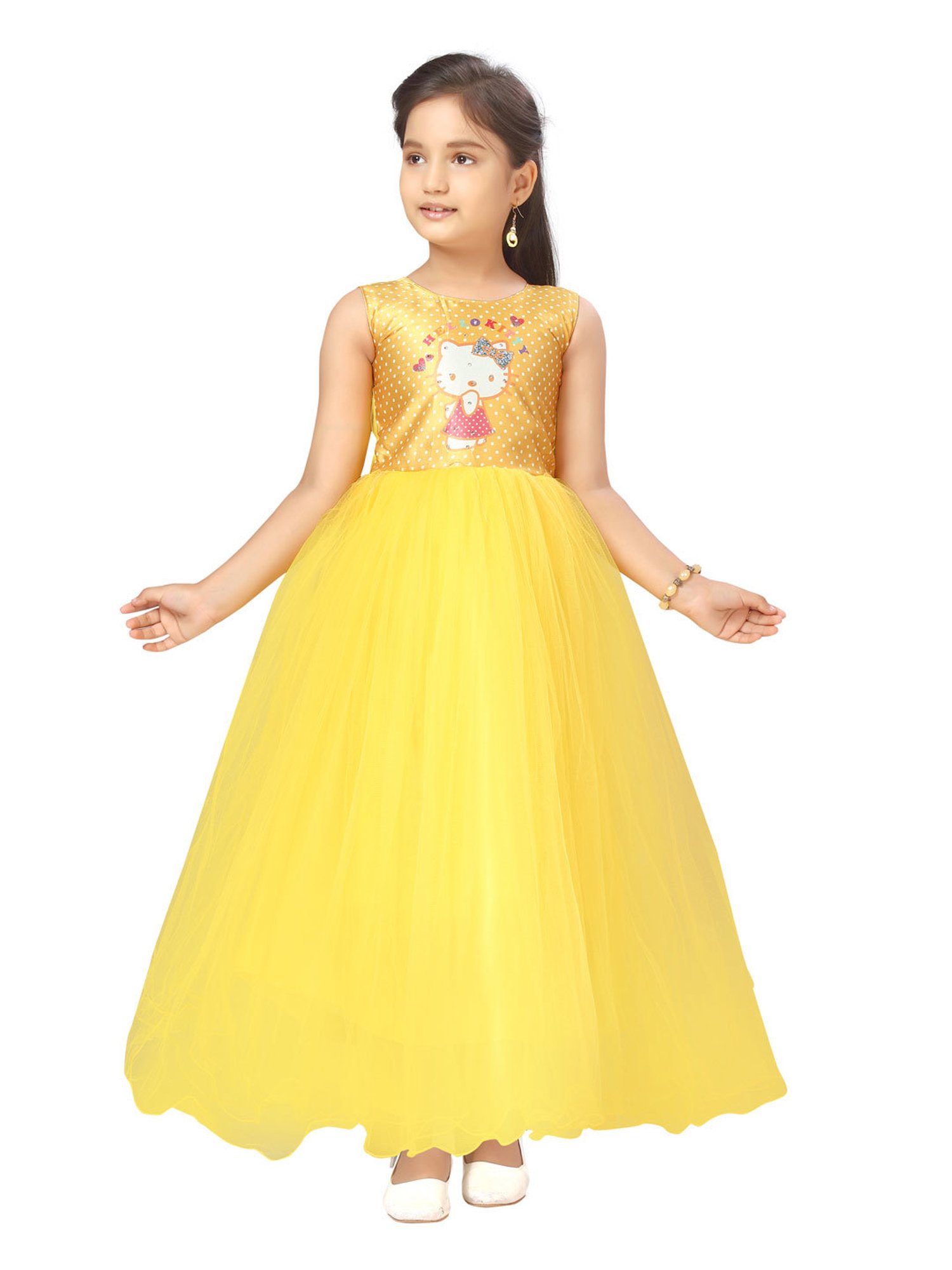 2023 Summer Long Sleeve Kids Party Dress For Girls Children Costume Lace  Princess Dresses Girl Party Yellow Dress Birthd