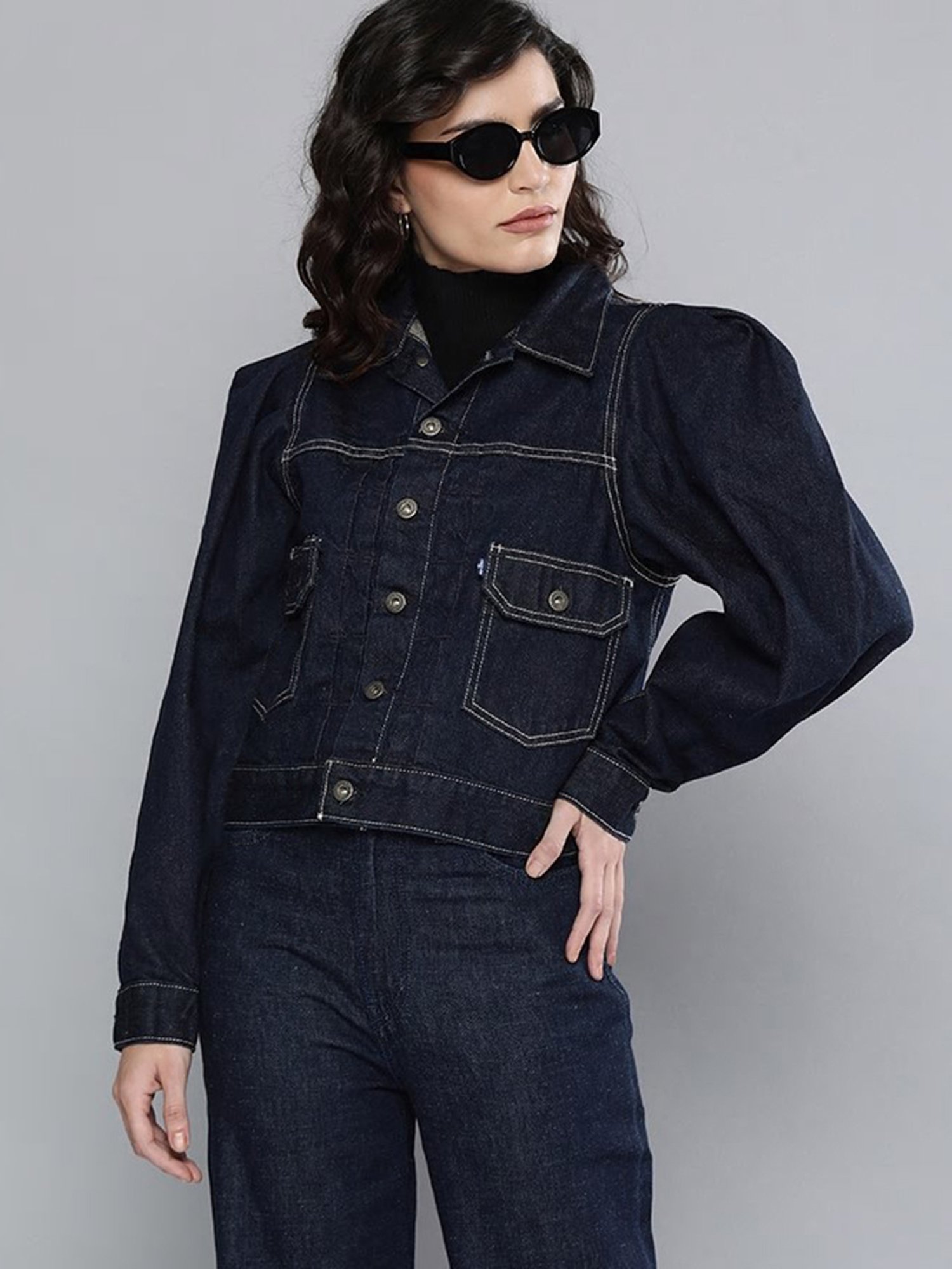 Buy Levi's Dark Blue Full Sleeves Denim Jacket for Women's Online