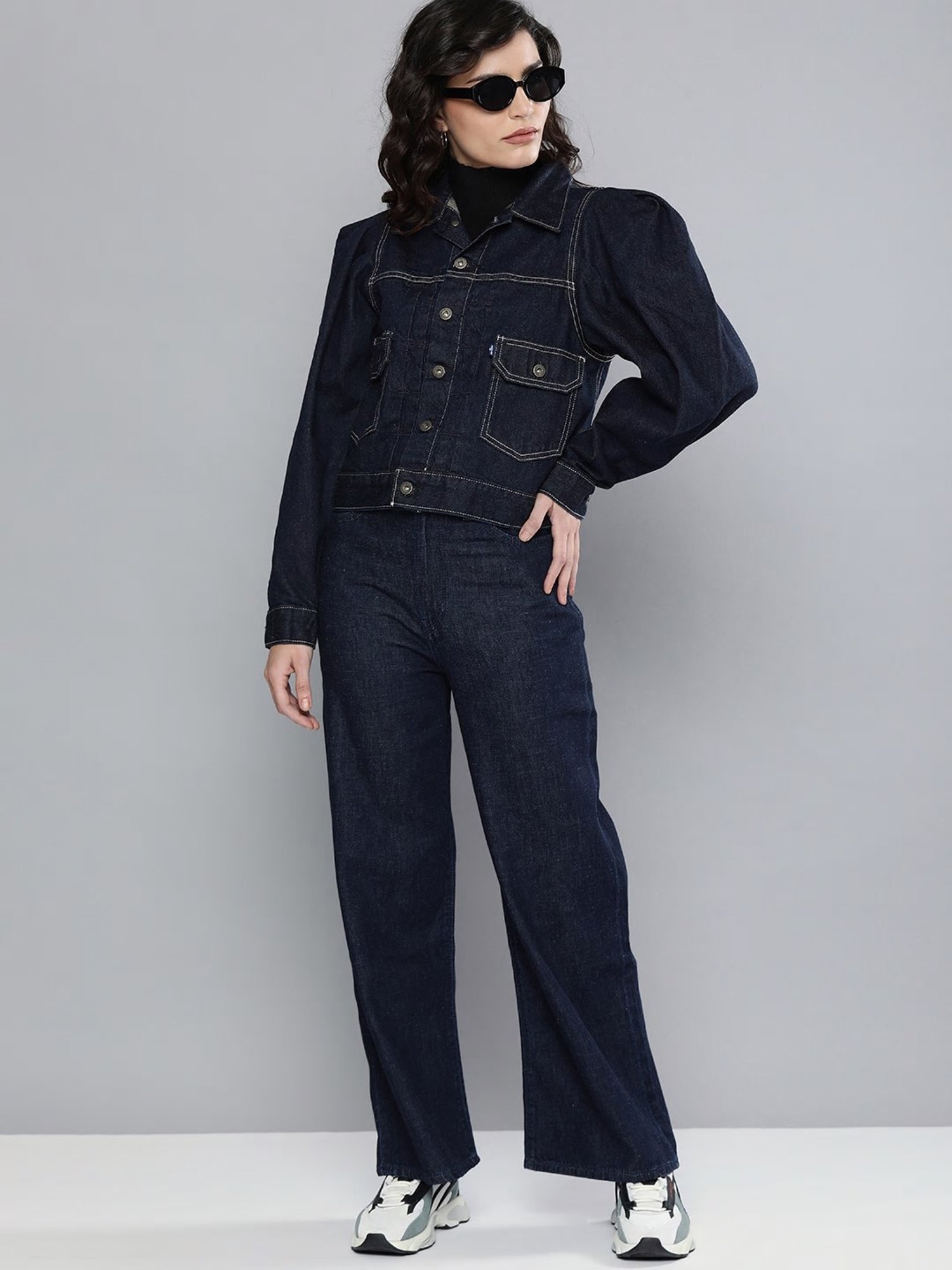 Buy Levi's Dark Blue Full Sleeves Denim Jacket for Women's Online