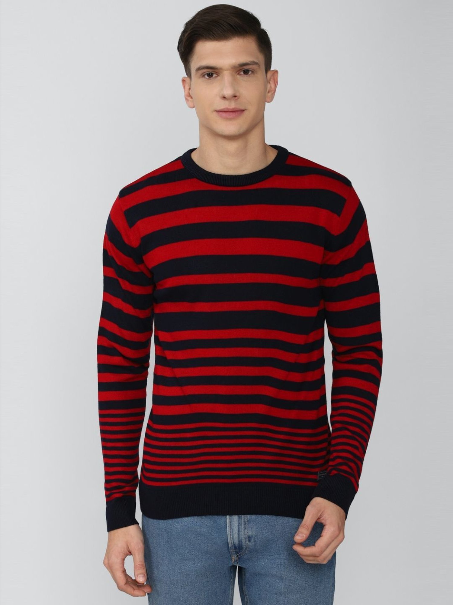 Red and black striped sweater clearance mens