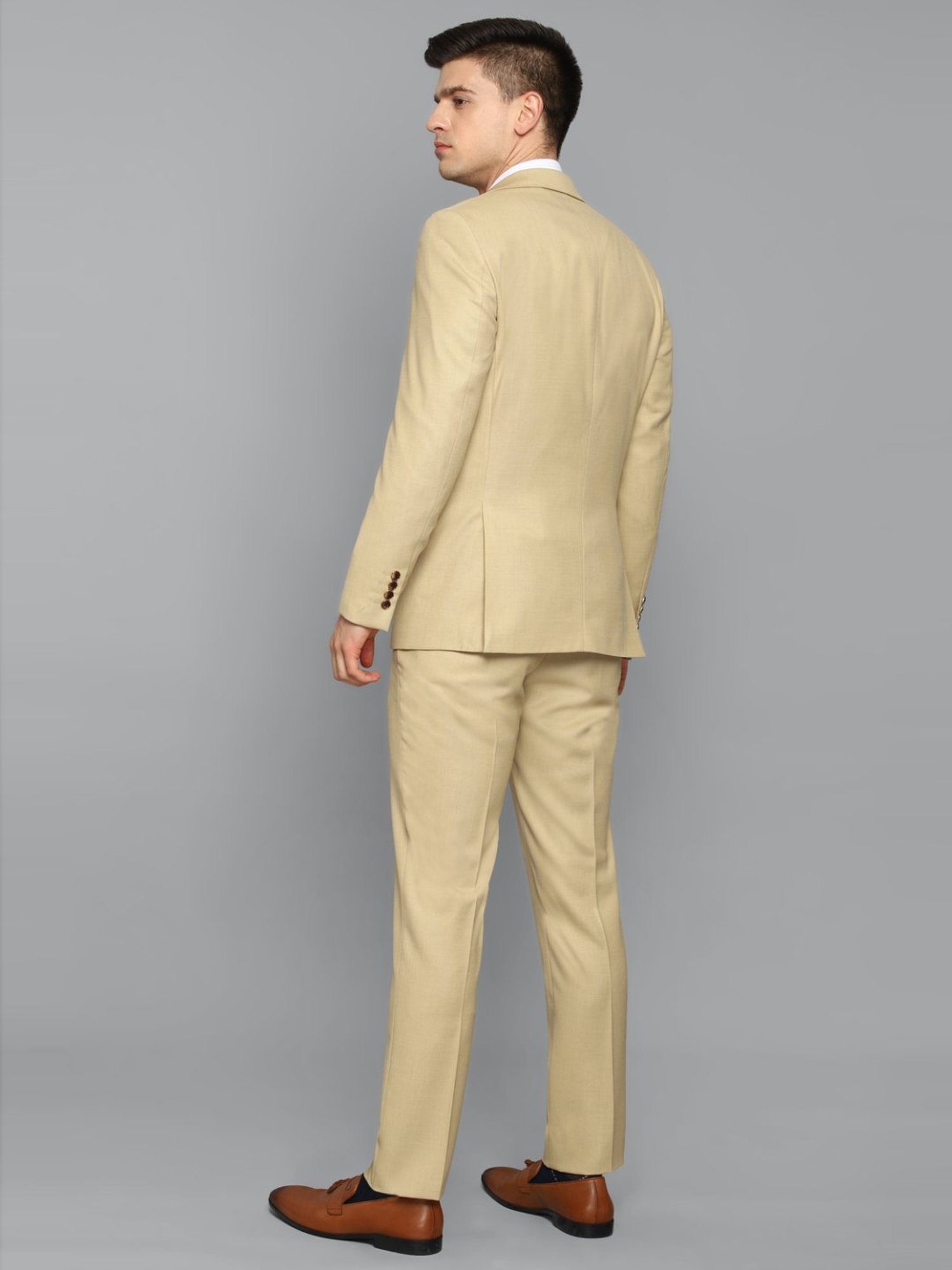 Buy Louis Philippe Beige Three Piece Suit Online - 710481